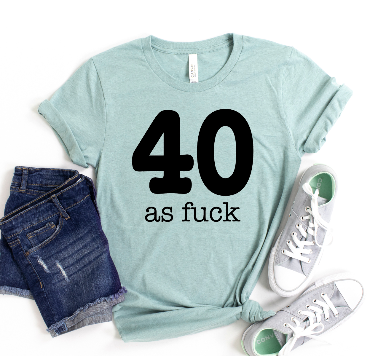 A stylish unisex 40 As Fuck T-shirt made from soft, high-quality cotton, featuring a bold graphic design.