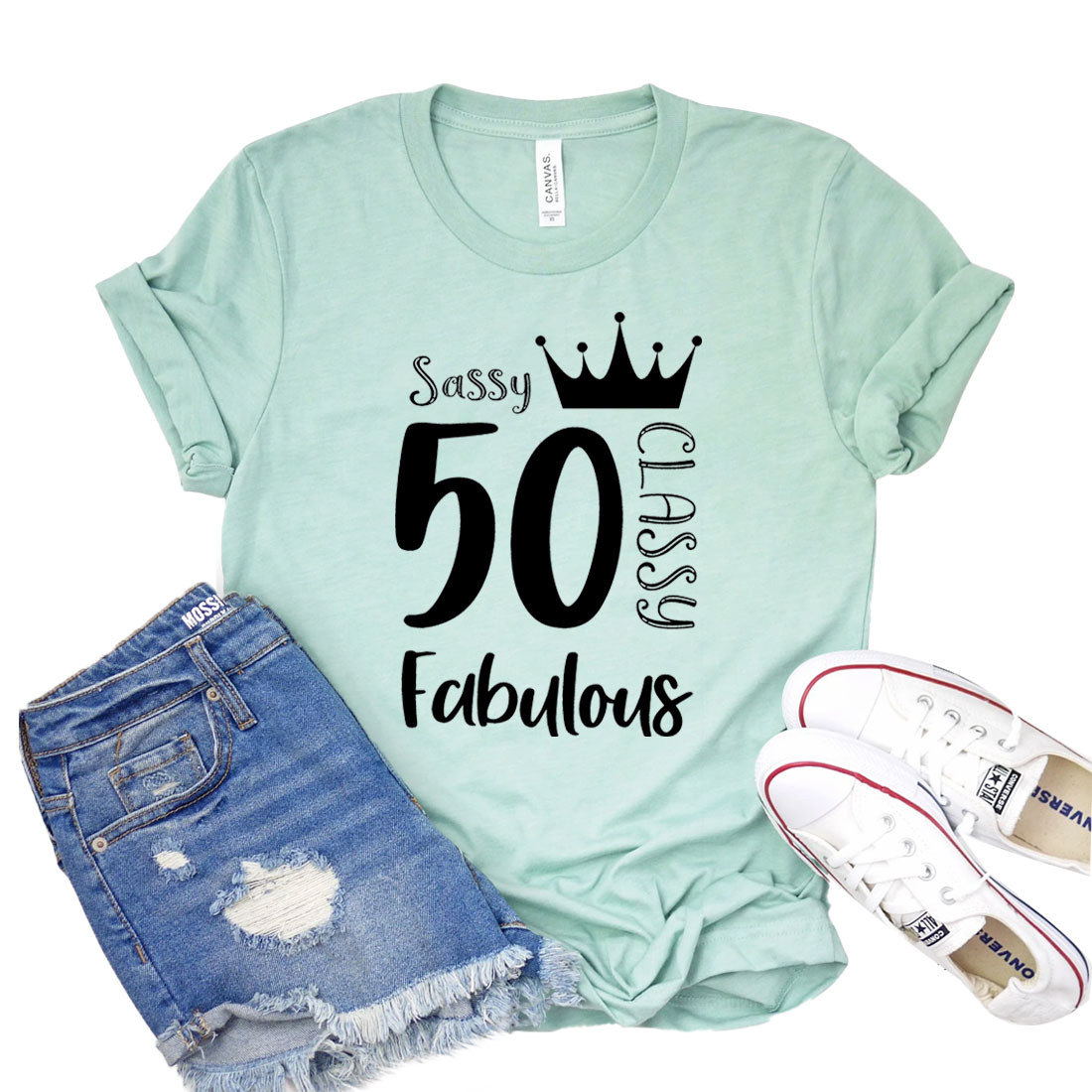 A stylish 50 & Fabulous T-shirt in vibrant colors, showcasing its soft fabric and unisex design.