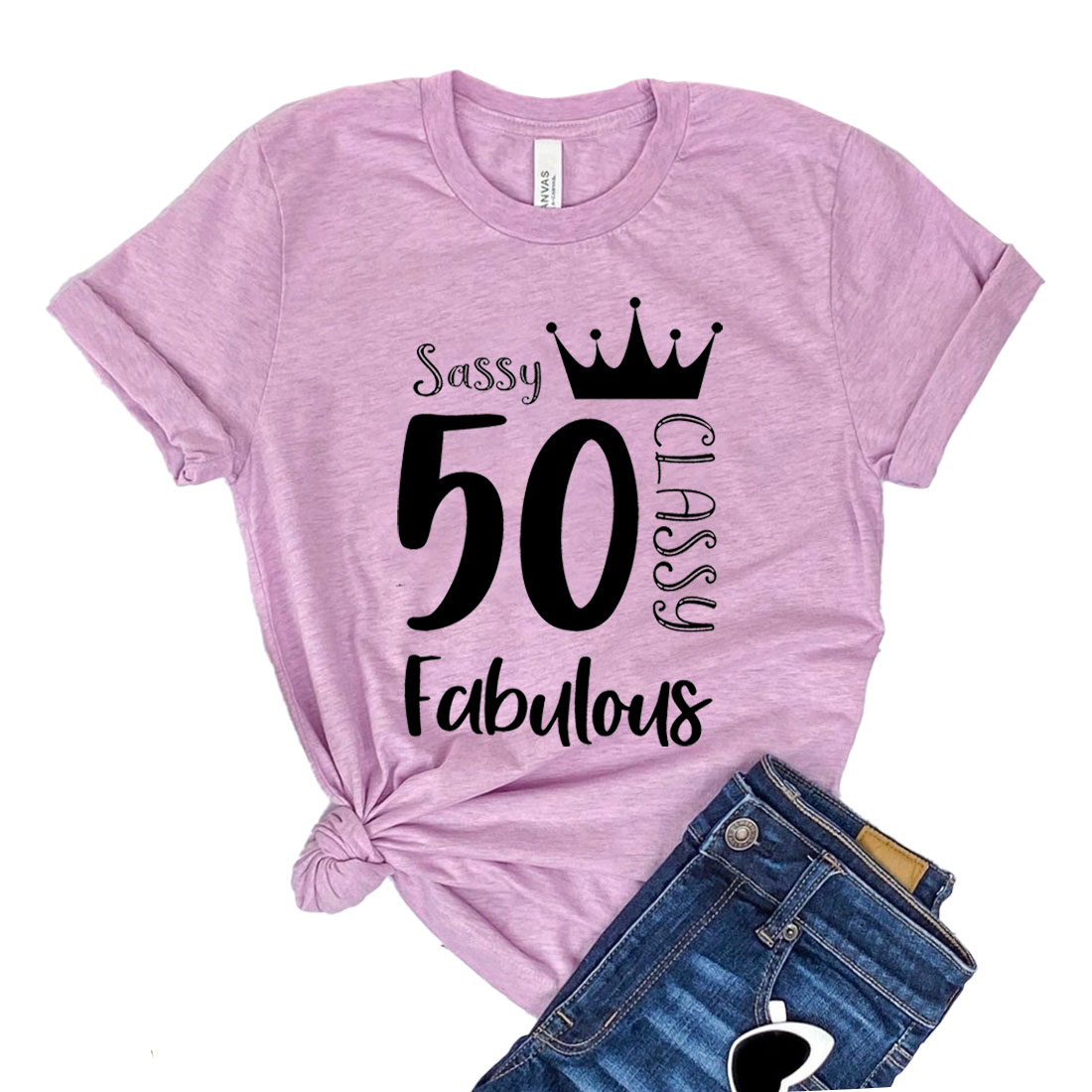 A stylish 50 & Fabulous T-shirt in vibrant colors, showcasing its soft fabric and unisex design.