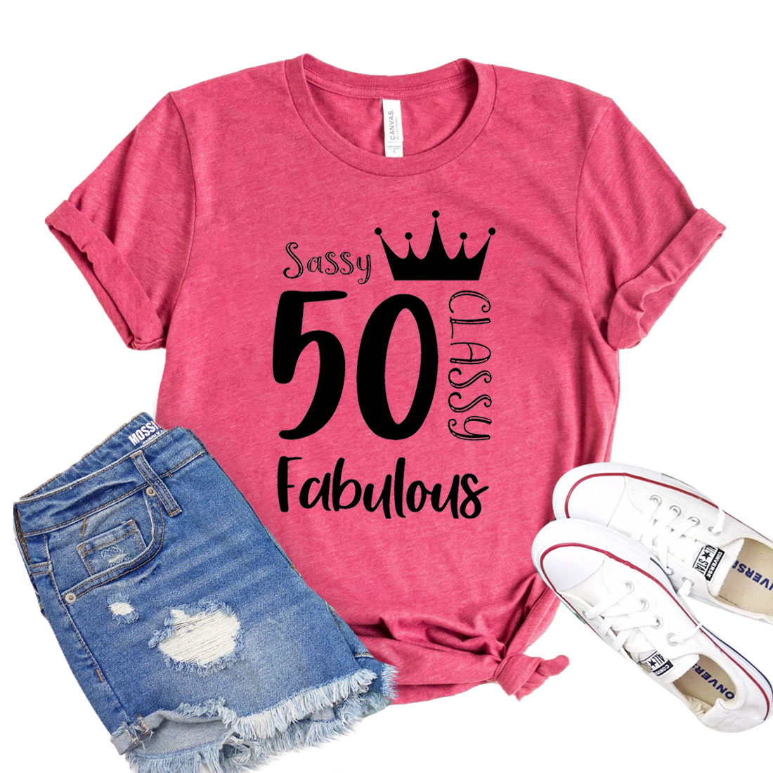 A stylish 50 & Fabulous T-shirt in vibrant colors, showcasing its soft fabric and unisex design.