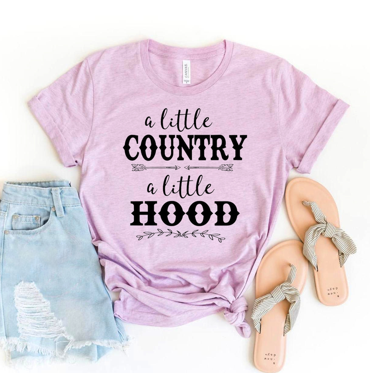 A stylish A Little Country A Little Hood T-shirt made from premium ring spun cotton, featuring a vibrant flex print design.