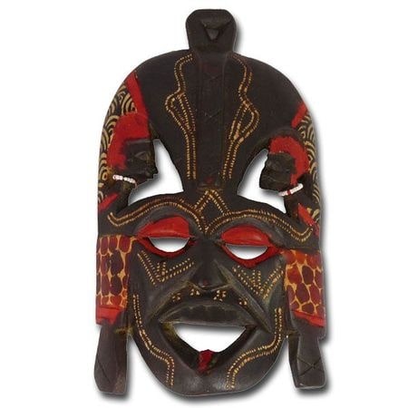 Handcrafted African wooden Kissing Mask featuring two faces and intricate animal patterns, perfect for wall decoration.