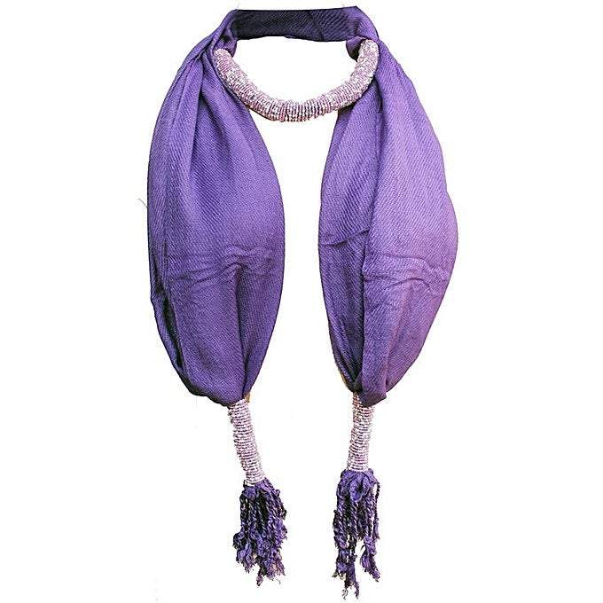 A vibrant African neck scarf featuring a unique 3 Beads Nod Design, handcrafted with soft fabric and quality beads, showcasing cultural artistry.