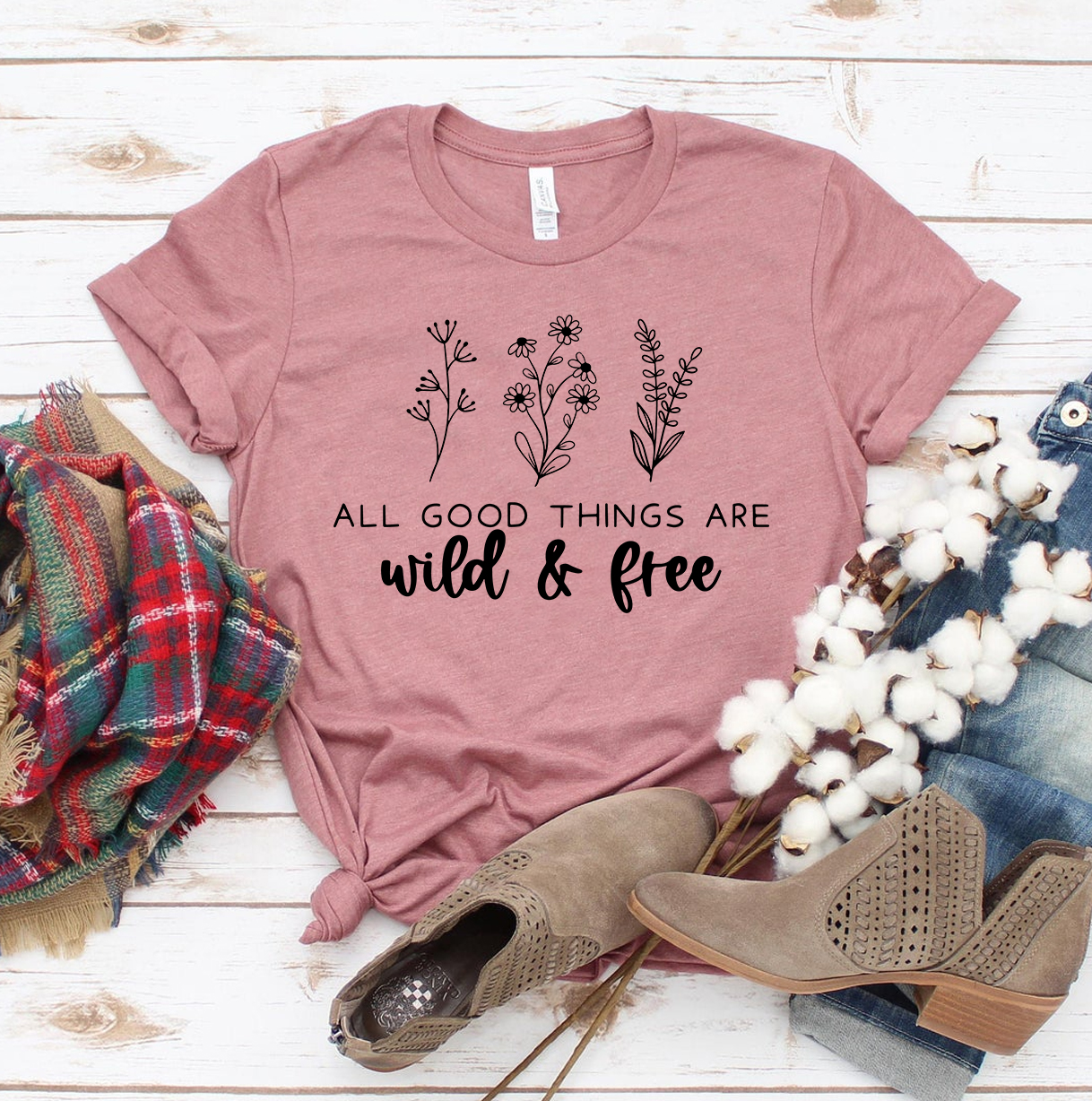 All Good Things Are Wild T-shirt made from premium ring spun cotton, featuring a soft textile flex print design.