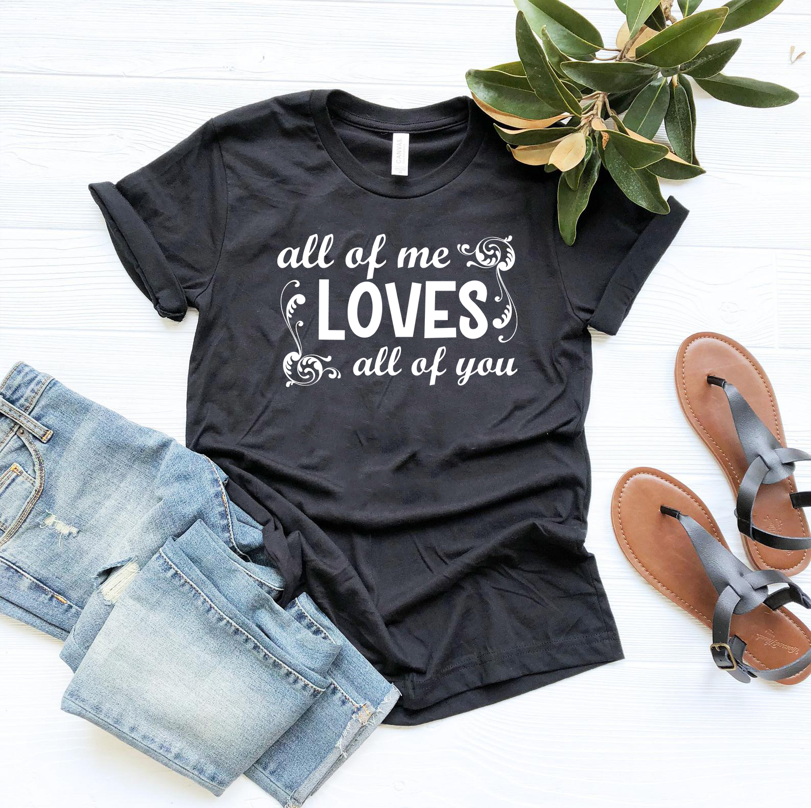 Unisex All Of Me Loves All Of You Shirt in various colors, showcasing its soft fabric and stylish design.