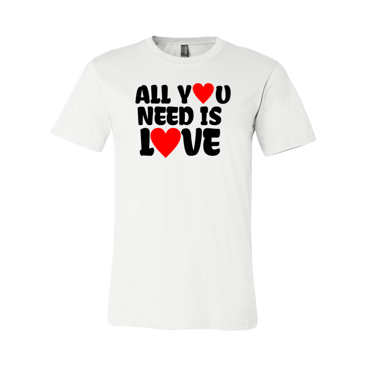 Unisex All You Need Is Love Shirt in various colors, showcasing its comfortable fit and high-quality print.