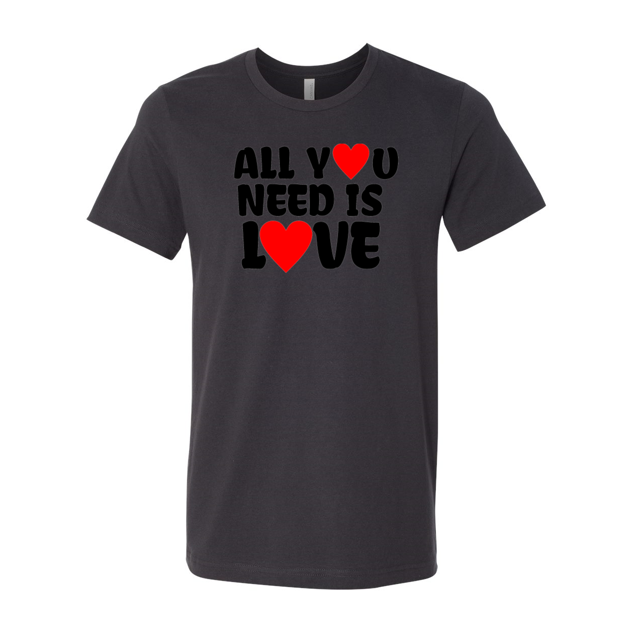 Unisex All You Need Is Love Shirt in various colors, showcasing its comfortable fit and high-quality print.