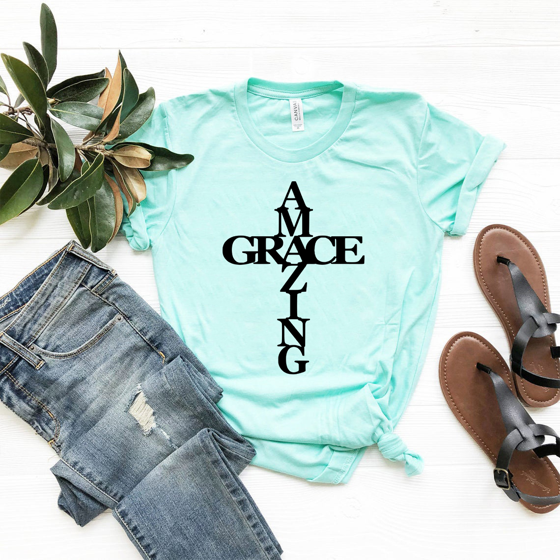 A stylish unisex Amazing Grace Shirt made from soft ring spun cotton, available in multiple colors and sizes.