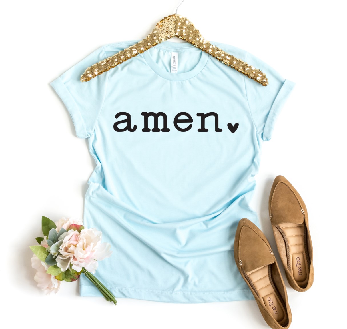 Amen T-shirt made of premium ring spun cotton, featuring a soft feel and high-quality flex print design.