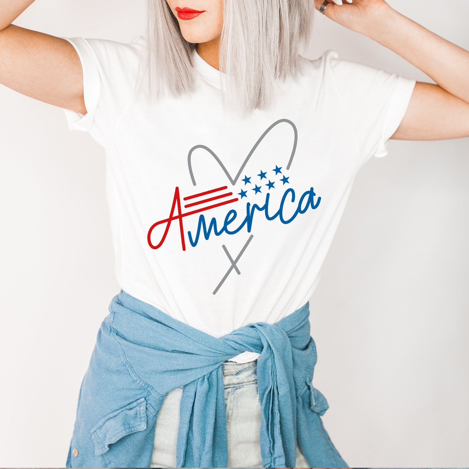 America Heart Unisex T-shirt featuring a vibrant heart design symbolizing love for the USA, displayed on a neutral background.