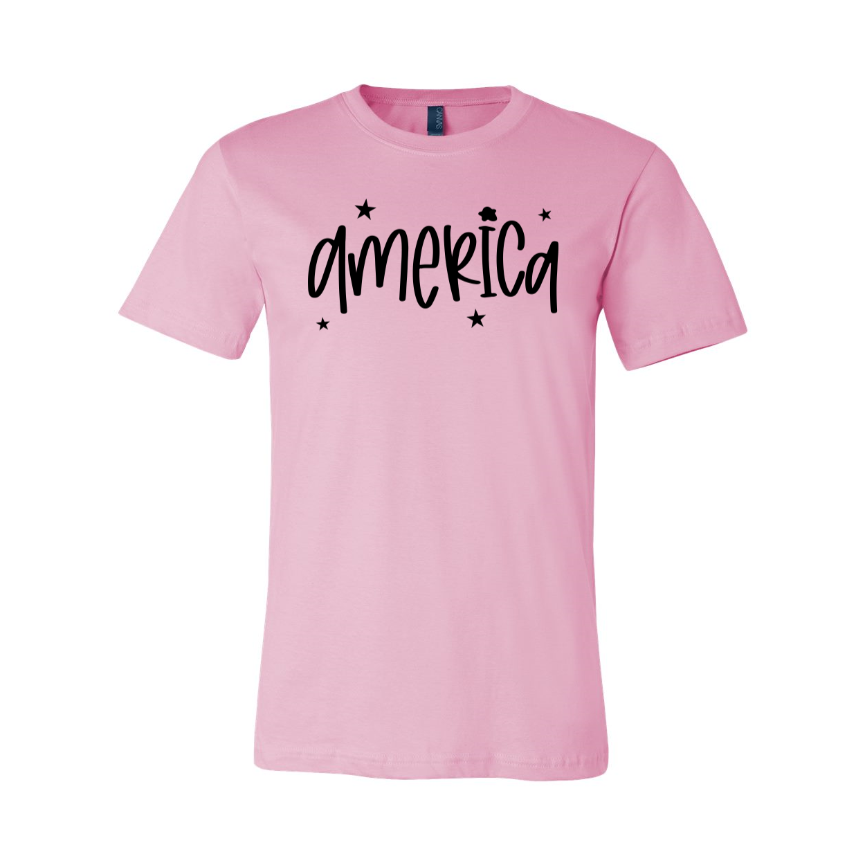 A classic unisex America T-shirt made from 100% airlume cotton, showcasing its soft fabric and versatile design.