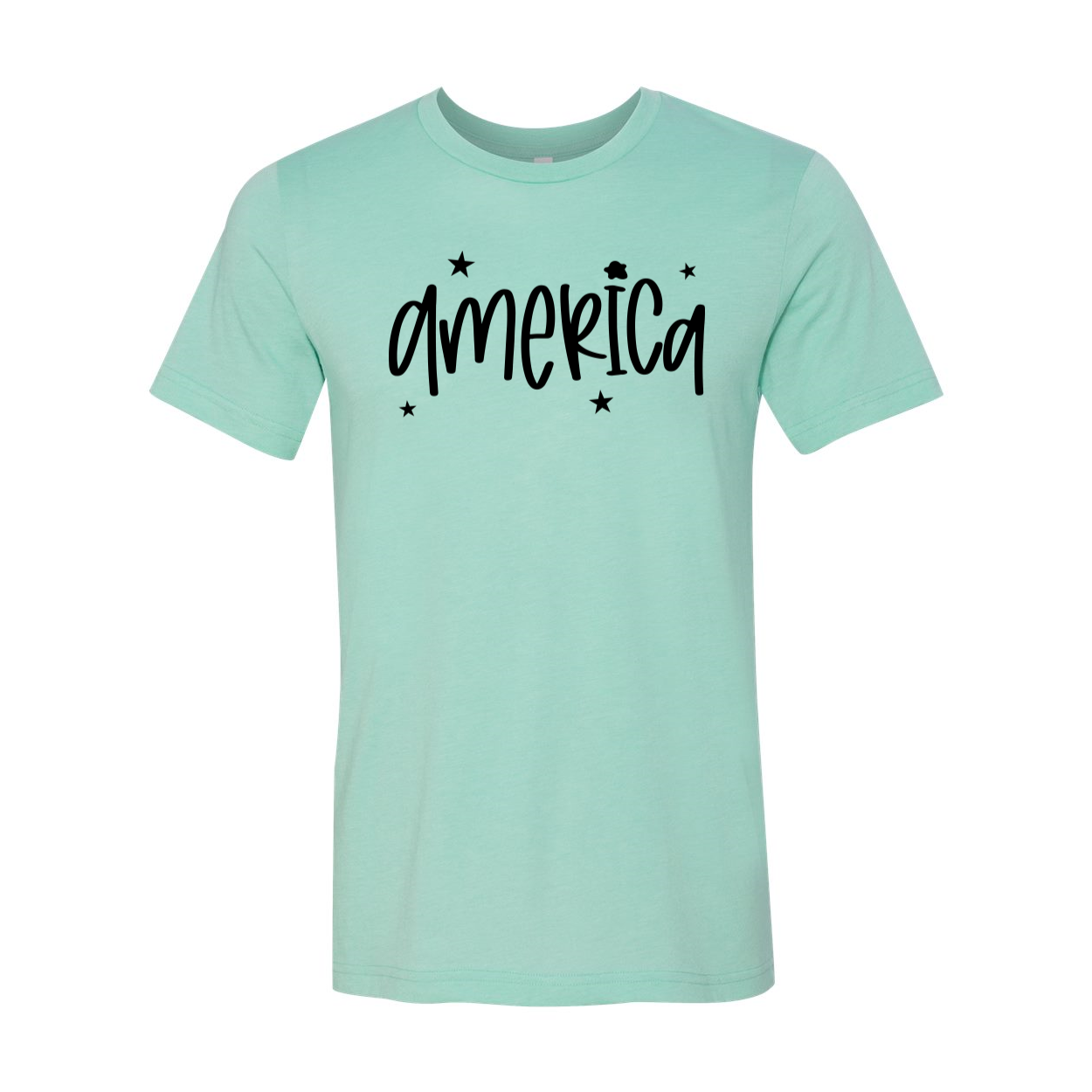 A classic unisex America T-shirt made from 100% airlume cotton, showcasing its soft fabric and versatile design.