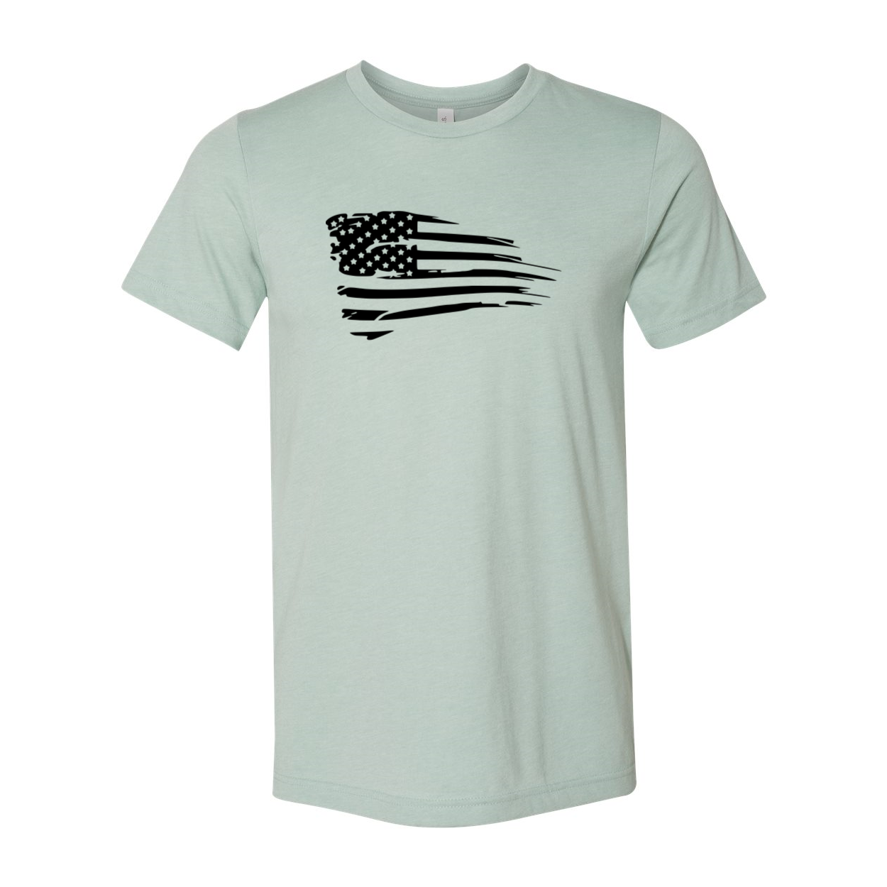 A unisex American Flag Shirt made of soft ring spun cotton, featuring a vibrant print of the American flag on the front.