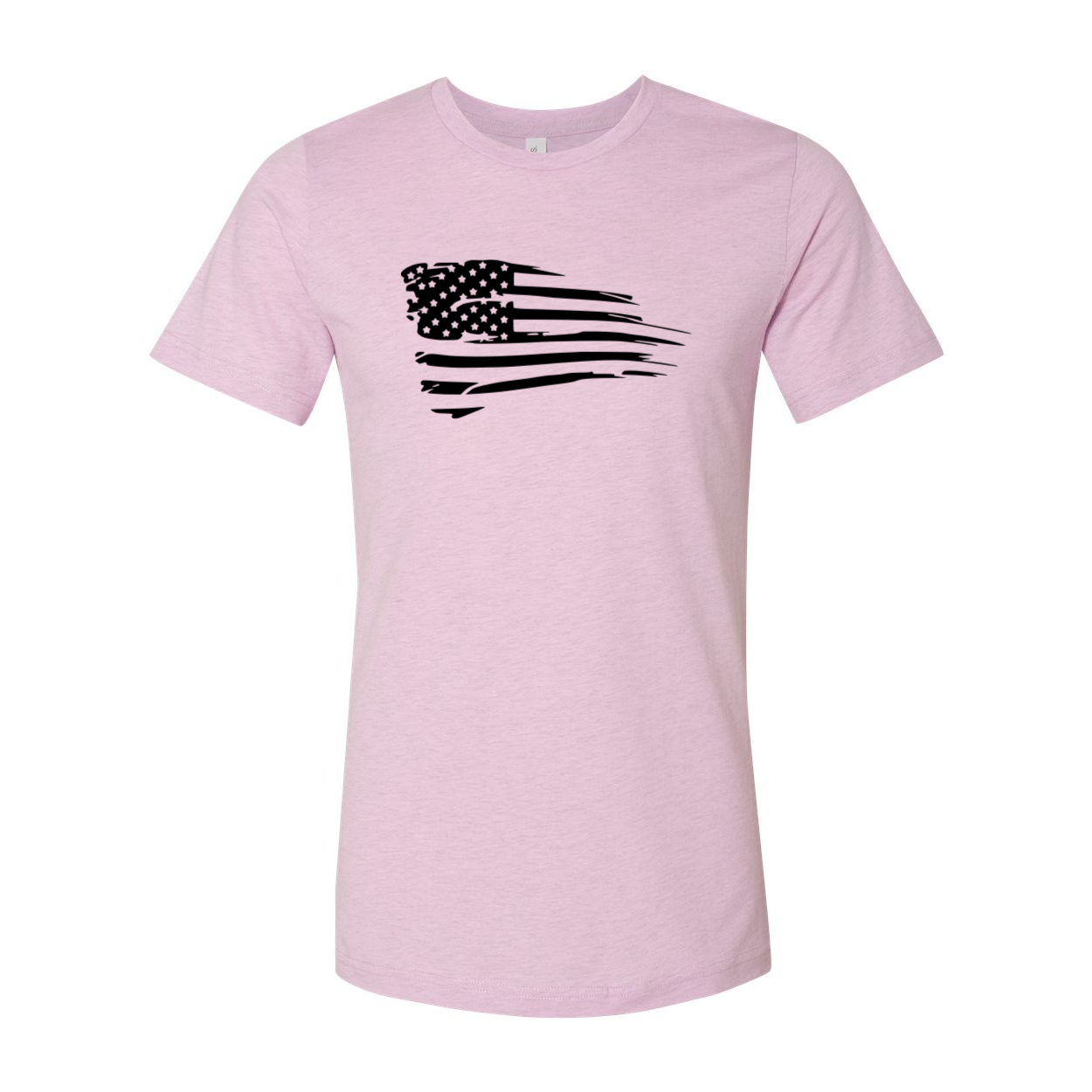 A unisex American Flag Shirt made of soft ring spun cotton, featuring a vibrant print of the American flag on the front.