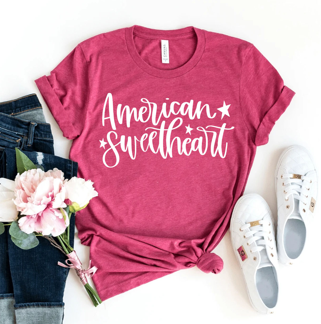 American Sweetheart T-shirt made of premium ring spun cotton with a soft feel and vibrant flex print design.