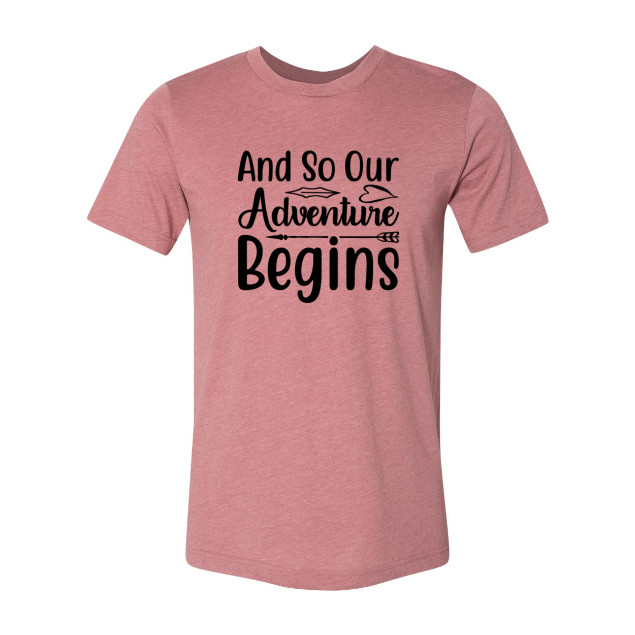 Unisex T-shirt featuring the phrase 'And So Our Adventure Begins' in a stylish design, made from soft ring spun cotton.