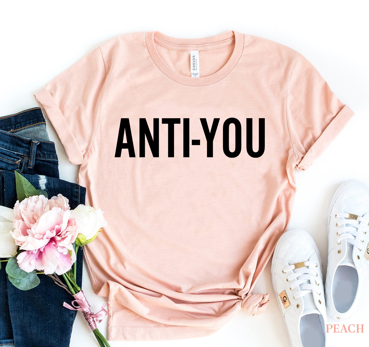 Anti You T-shirt made of premium ring spun cotton with a striking design and soft textile flex print.