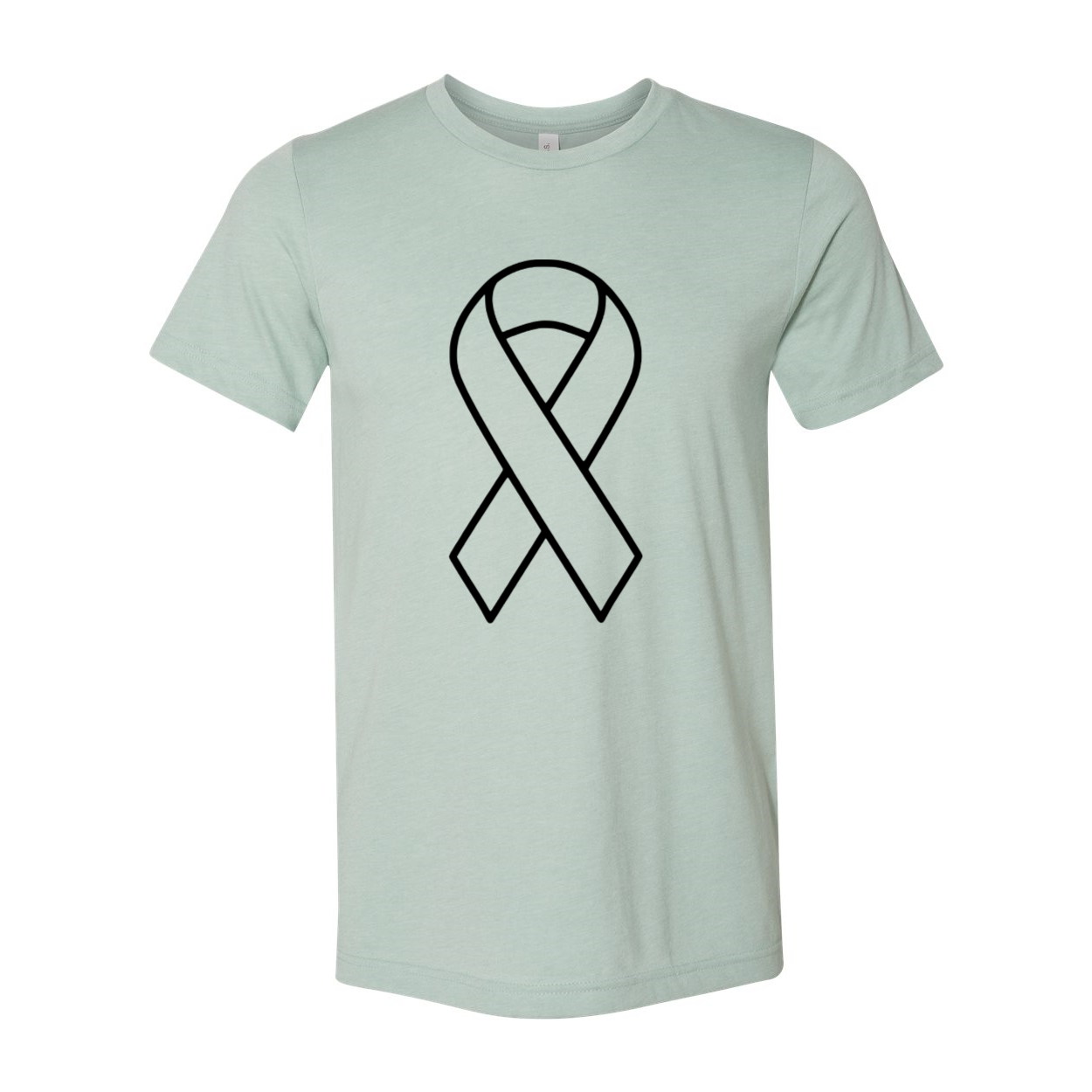 A unisex Awareness Ribbon Shirt made from soft ring spun cotton, available in multiple colors and sizes, featuring a crew neck and short sleeves.