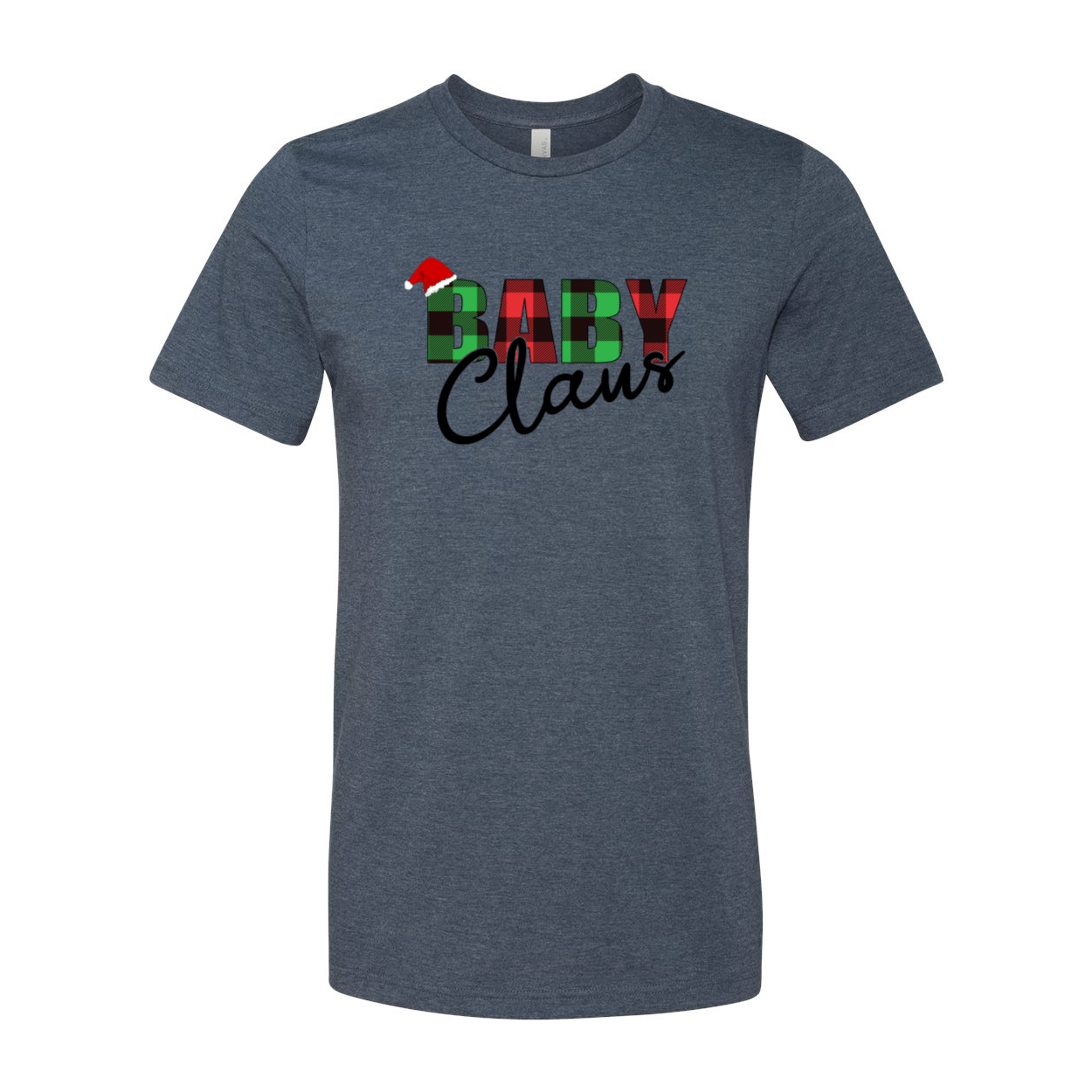 A soft and stylish Baby Claus Shirt made from ring spun cotton, featuring a classic crew neck and short sleeves, available in multiple colors.