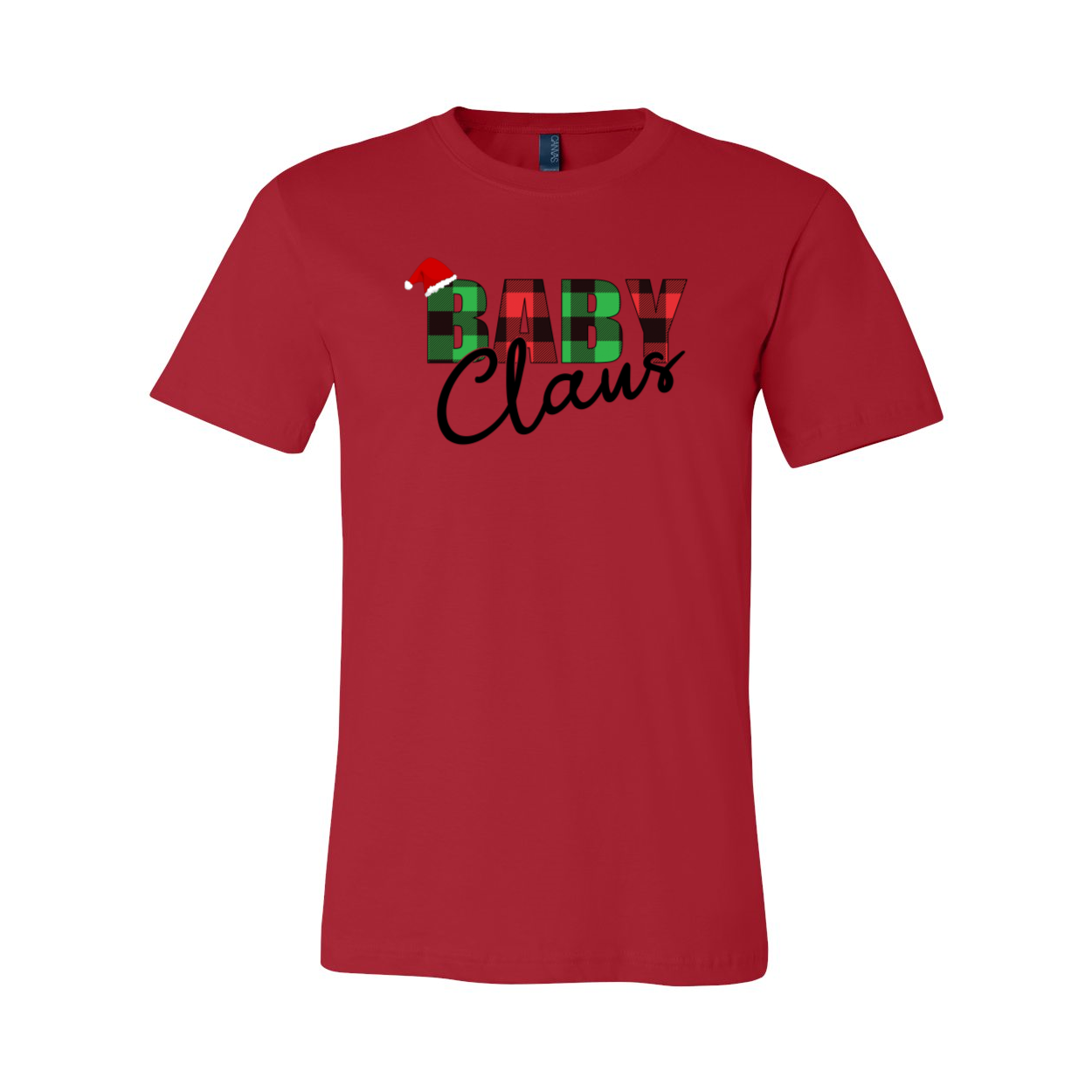 A soft and stylish Baby Claus Shirt made from ring spun cotton, featuring a classic crew neck and short sleeves, available in multiple colors.