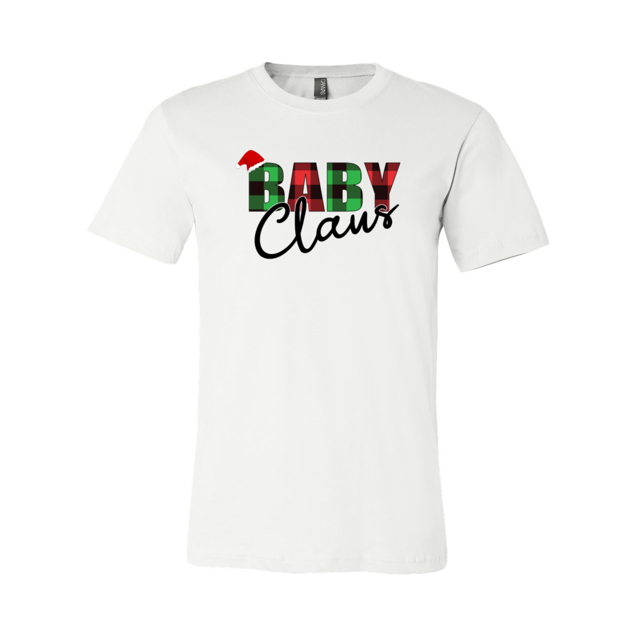 A soft and stylish Baby Claus Shirt made from ring spun cotton, featuring a classic crew neck and short sleeves, available in multiple colors.