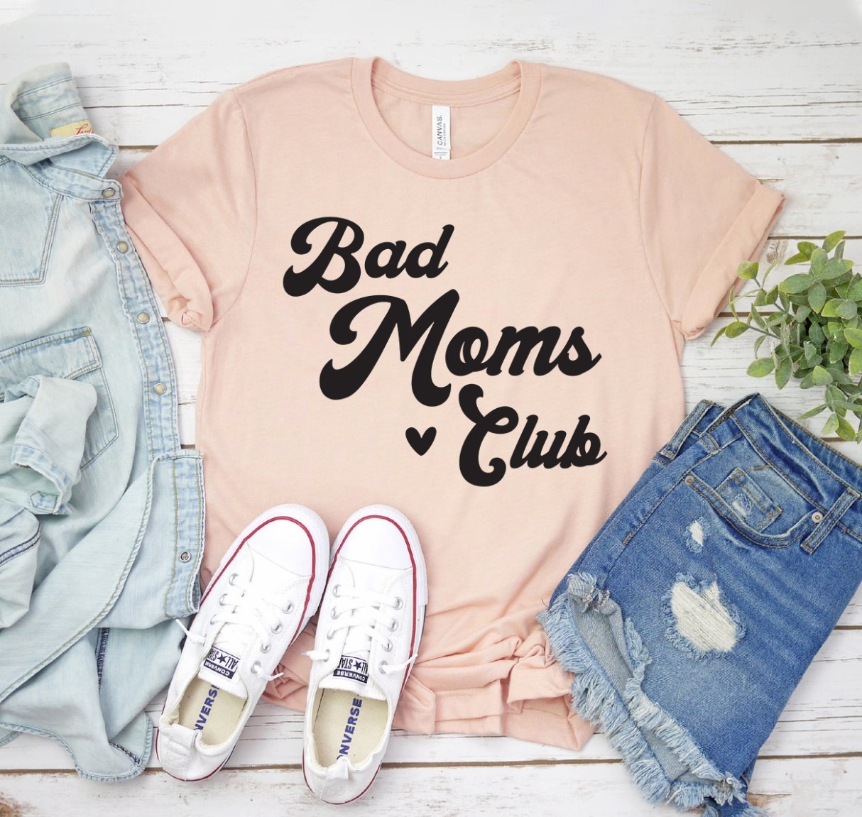 Bad Moms Club Shirt made of premium ring spun cotton with a stylish design and soft textile flex print.