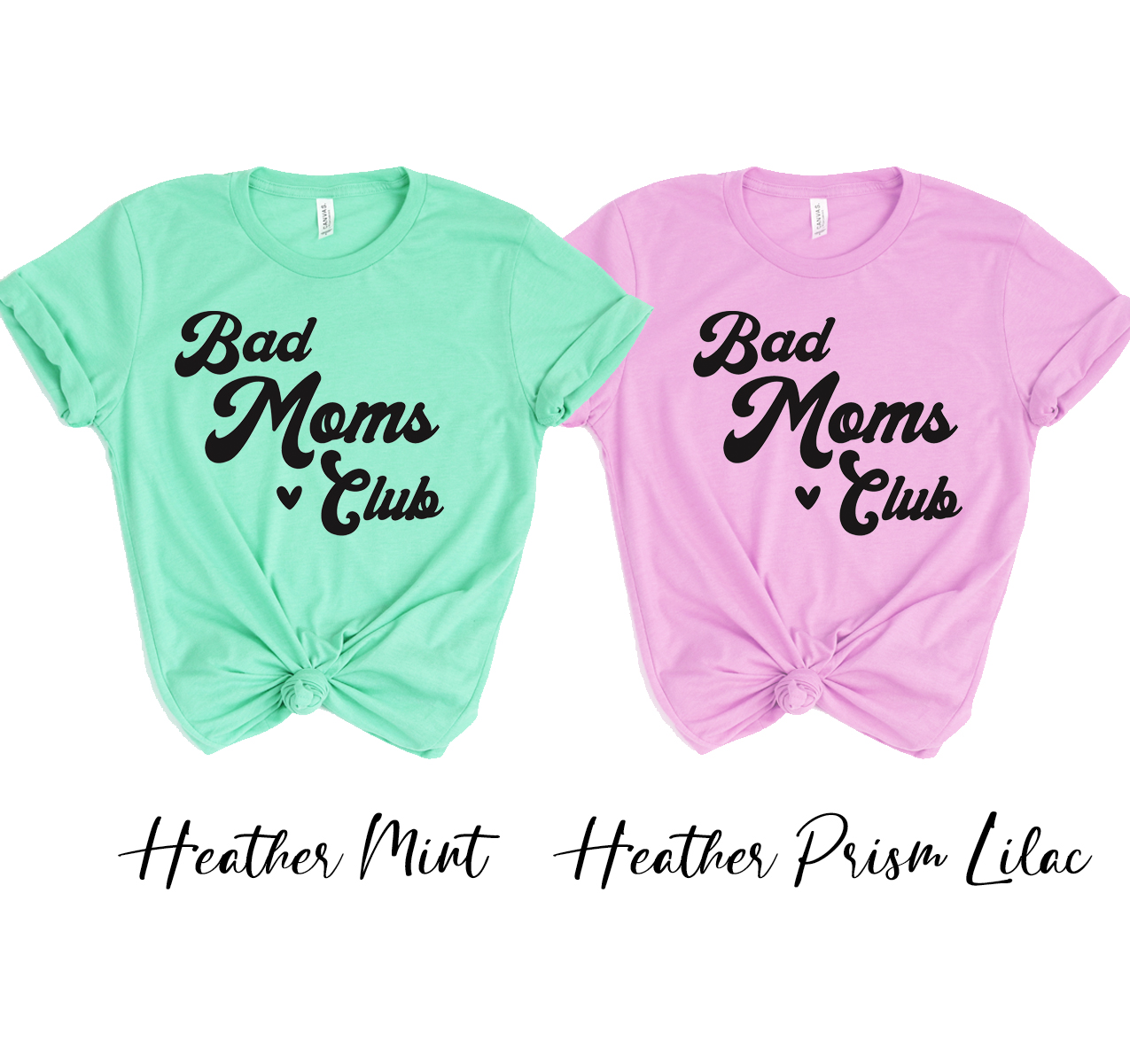 Bad Moms Club T-shirt in various sizes, showcasing its soft fabric and stylish design.