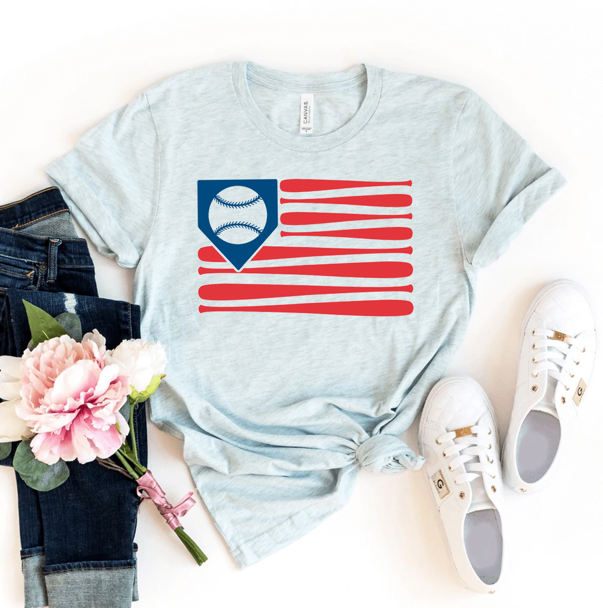 Baseball Flag T-shirt made of premium ring spun cotton with a striking design.