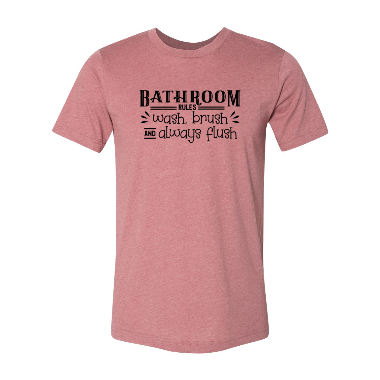 A unisex Bathroom Rules Shirt made from soft ring spun cotton, featuring a humorous print, available in various colors and sizes.