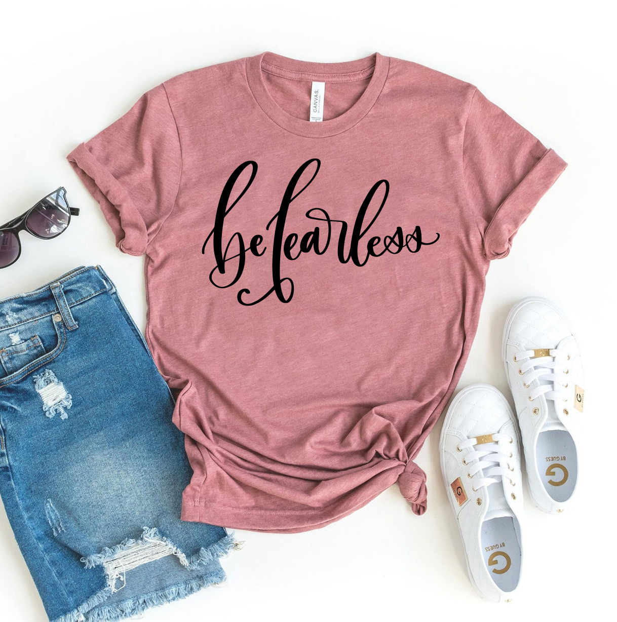 Be Fearless T-shirt made of premium ring spun cotton, featuring a soft feel and high-quality flex print design.