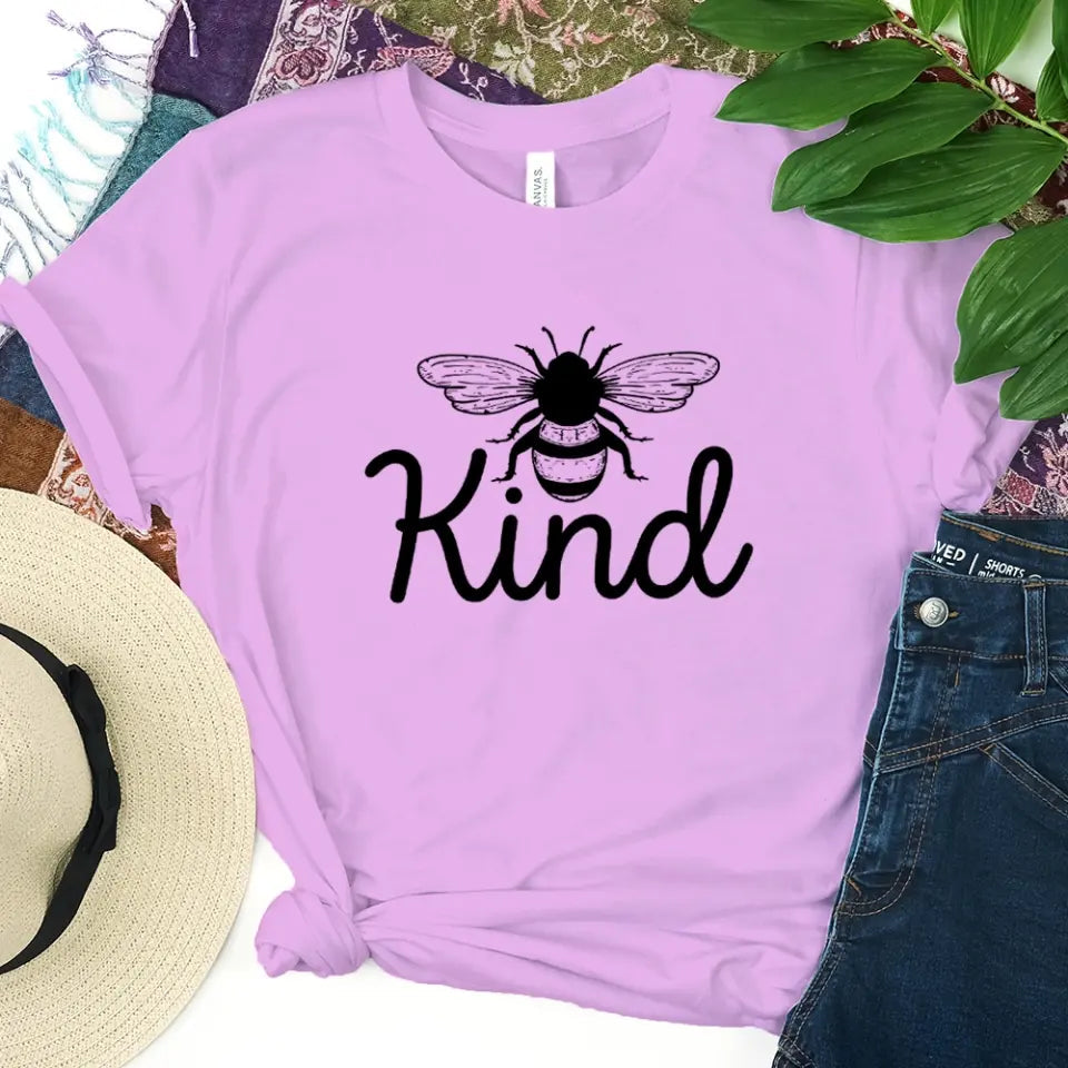 Bee Kind T-shirt featuring a cute bee design, made from soft Ringspun Cotton, perfect for casual wear.