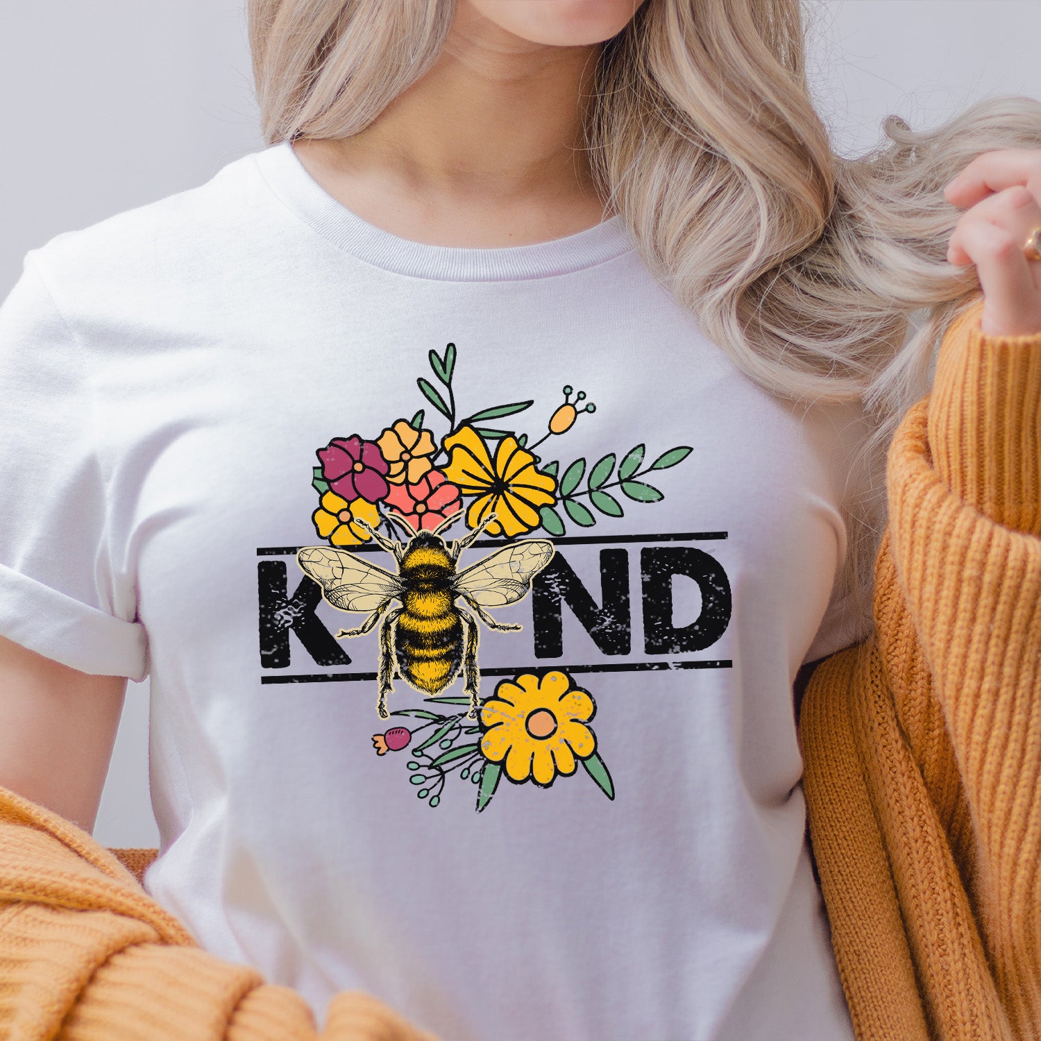 Bee Kind Wildflowers Unisex T-shirt featuring vibrant wildflower design on a soft fabric.