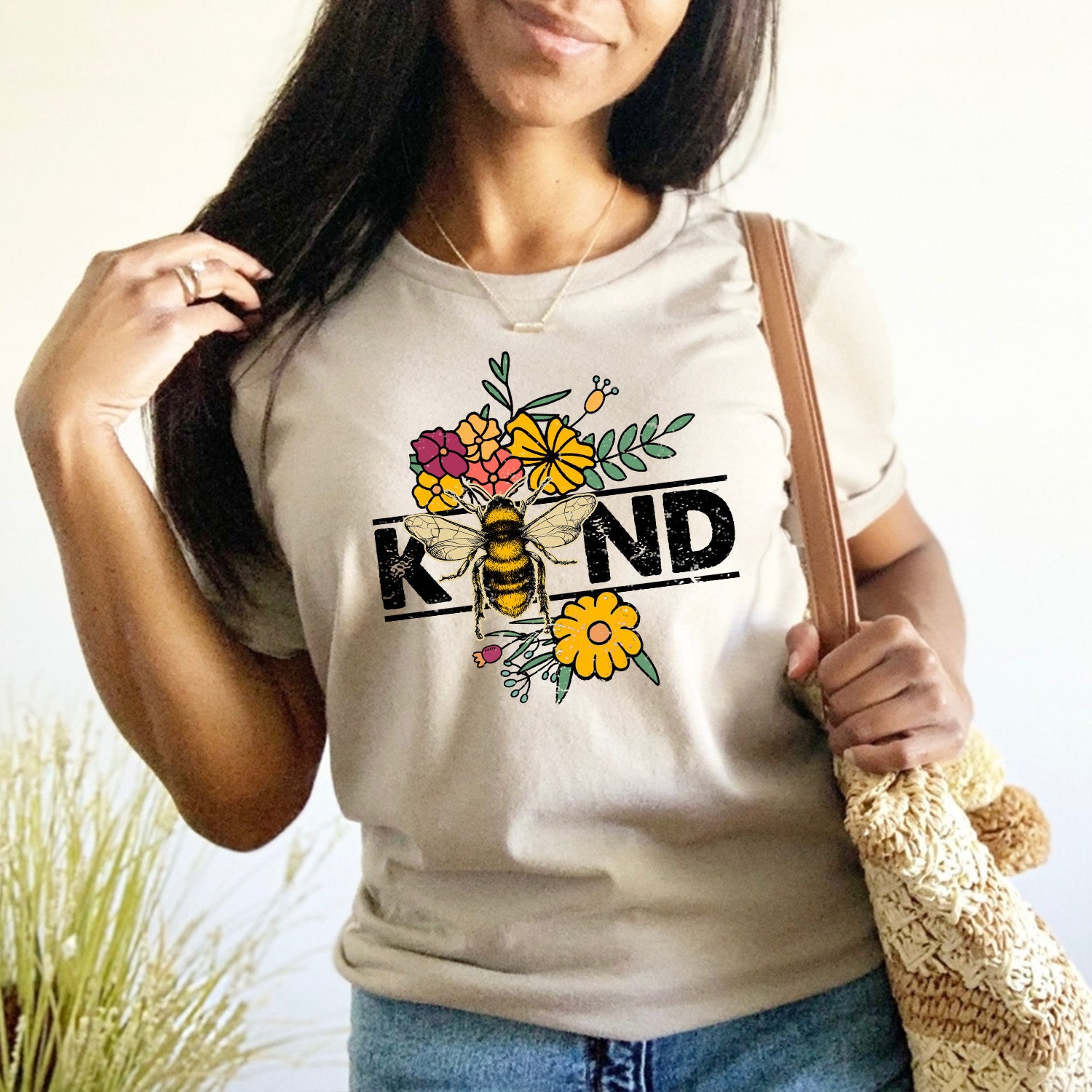 Bee Kind Wildflowers Unisex T-shirt featuring vibrant wildflower design on a soft fabric.