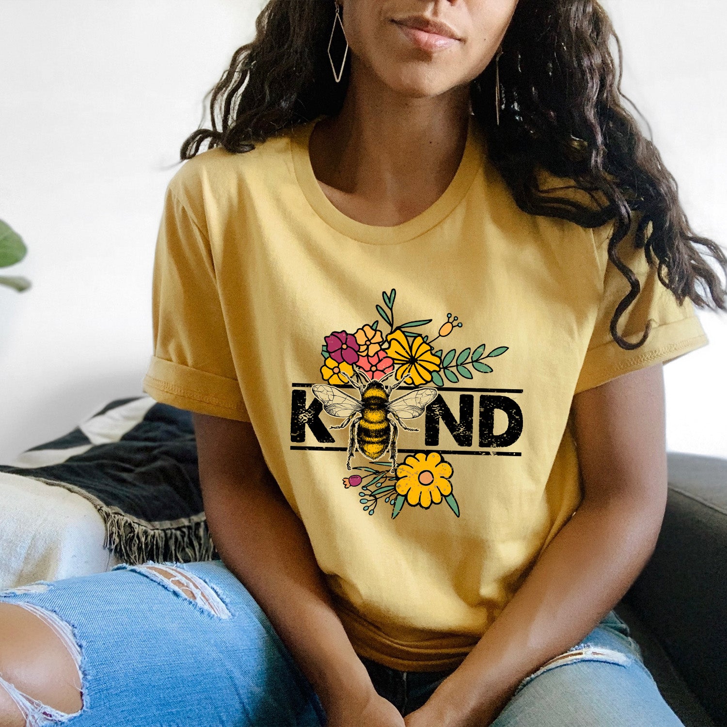 Bee Kind Wildflowers Unisex T-shirt featuring vibrant wildflower design on a soft fabric.