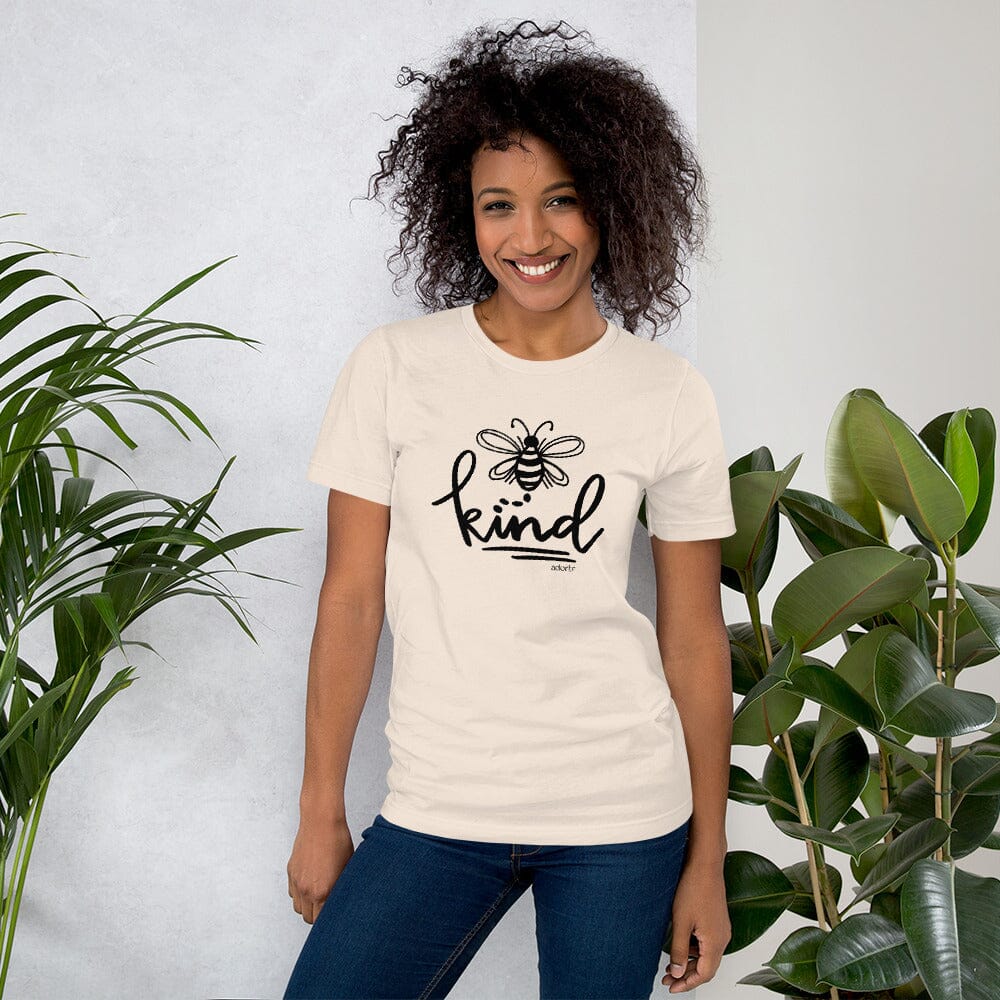 Bee Kind T-shirt featuring a modern classic fit, made from 100% Ringspun Cotton in a solid color, designed for comfort and style.