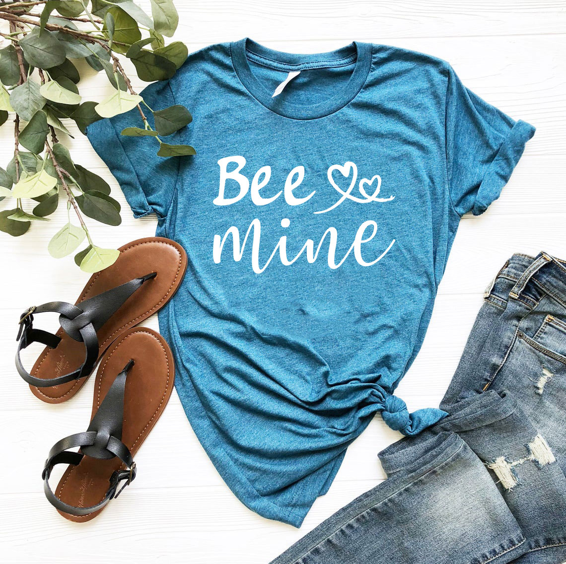 Bee Love Mine Shirt in various colors, showcasing its unisex design and comfortable fabric.