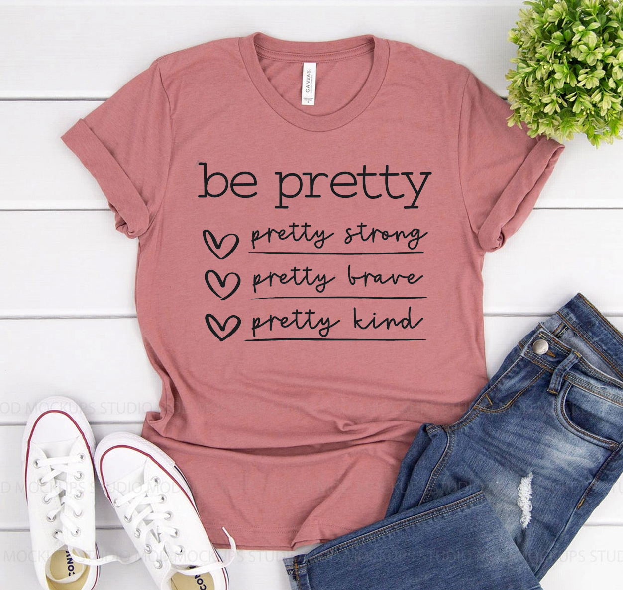 Be Pretty T-shirt in various colors, showcasing its unisex design and soft fabric.