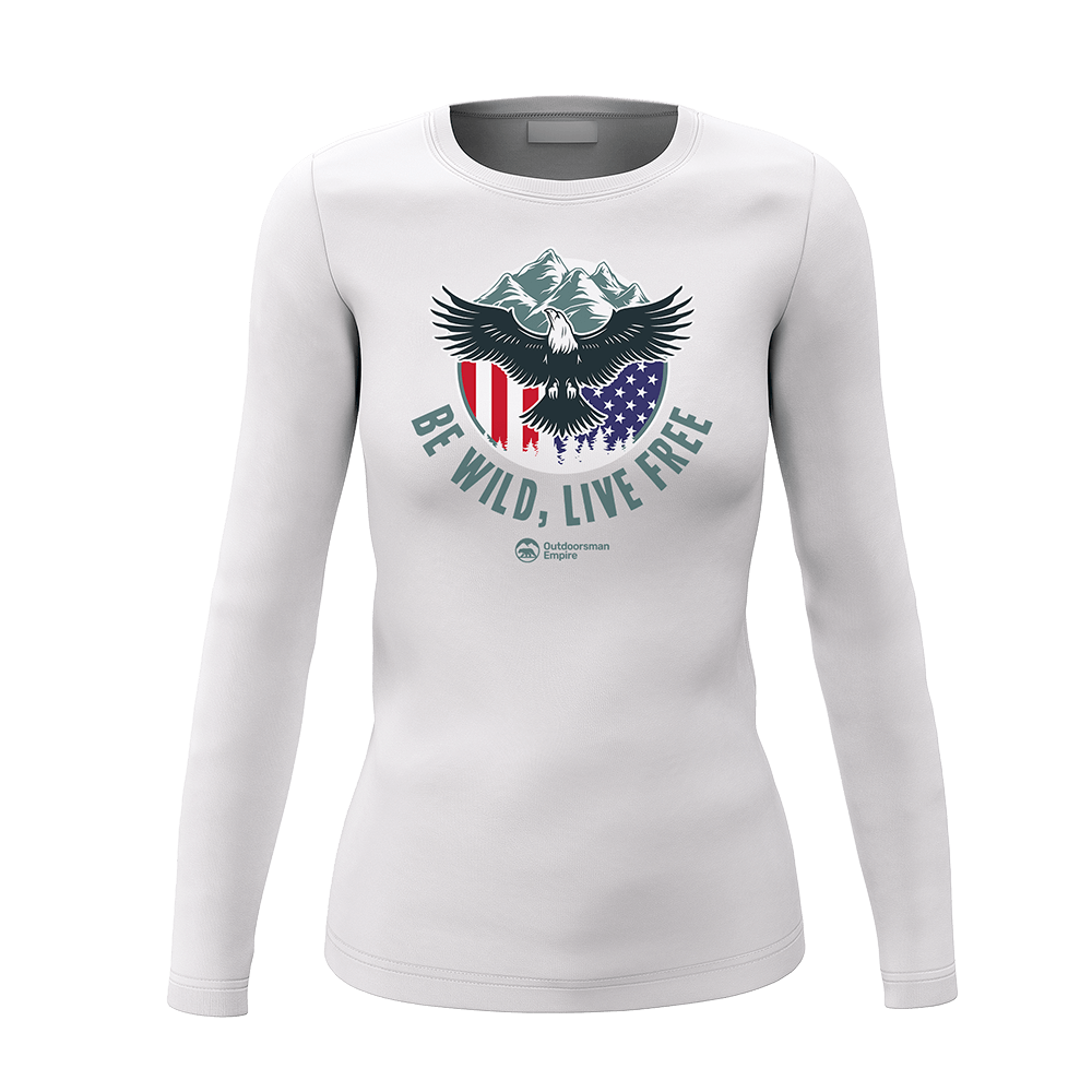 A stylish Be Wild Be Free Women Long Sleeve Shirt featuring a unique design, perfect for casual and dressy occasions.