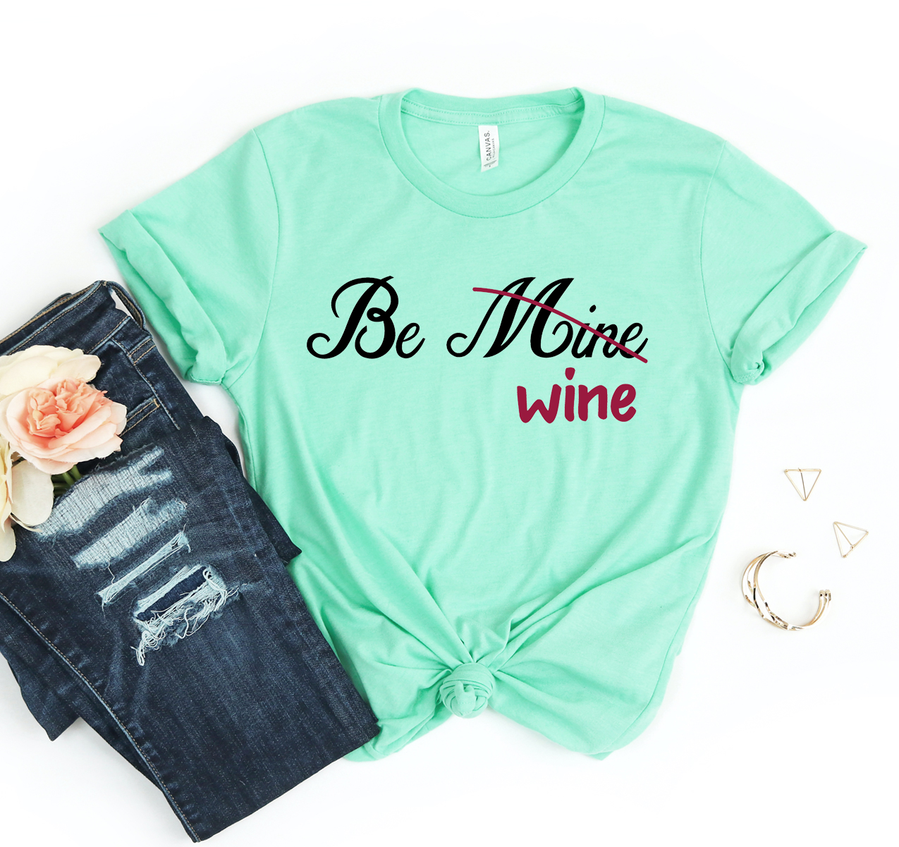 Be Wine T-shirt featuring a classic unisex design in soft, breathable fabric, available in various sizes.