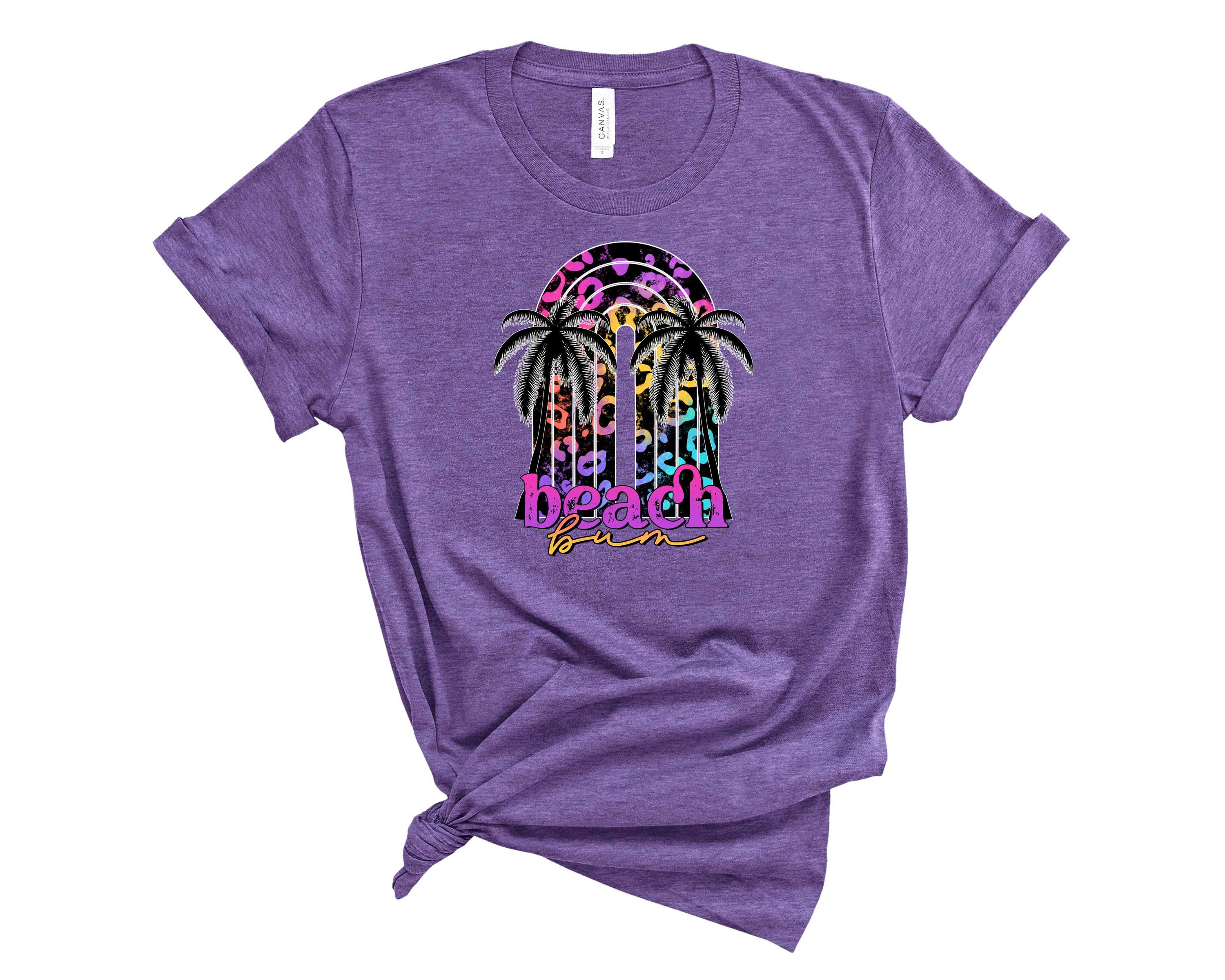 A vibrant Beach Bum Neon Graphic Tee featuring a colorful neon design, perfect for summer beach outings.