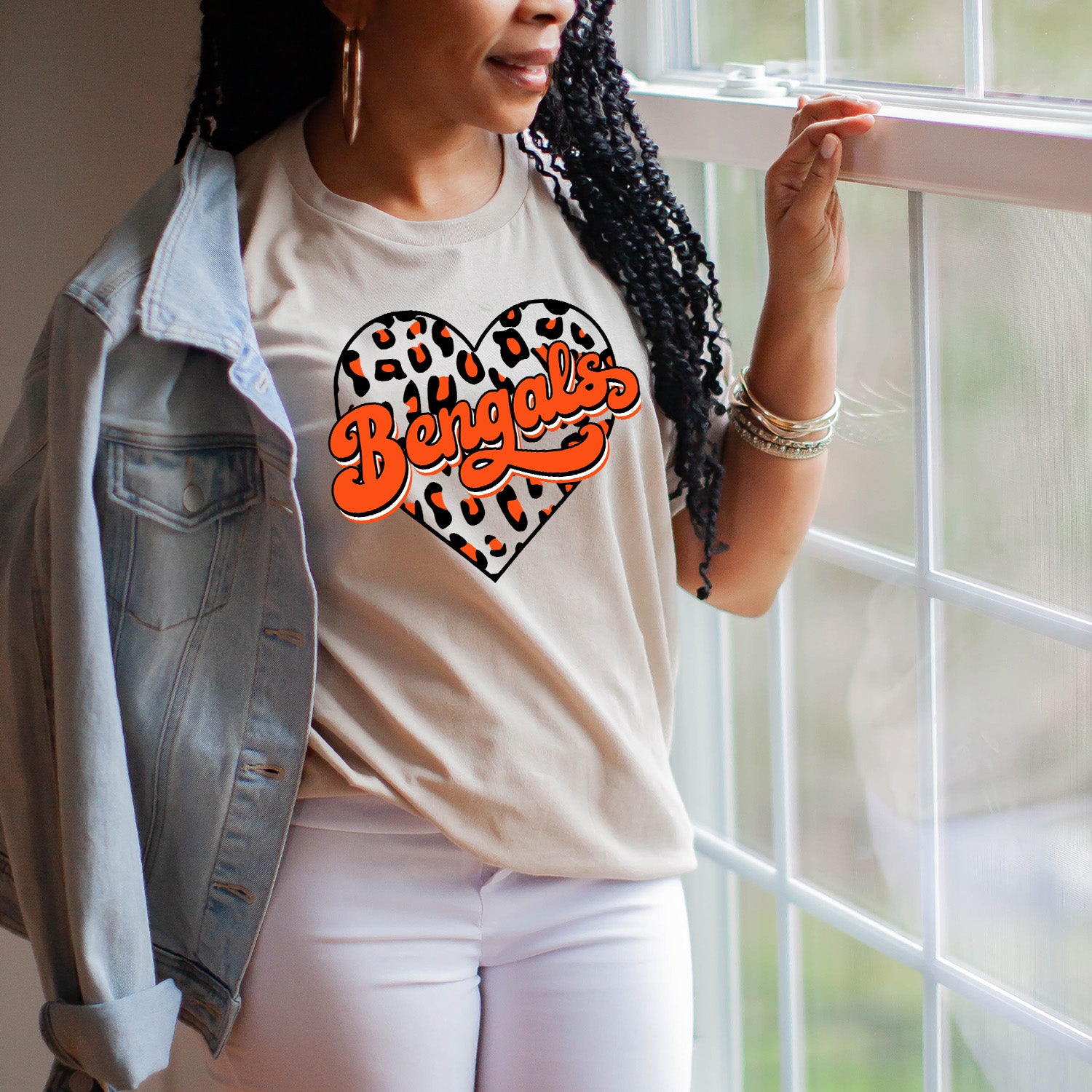 Bengals Heart Unisex T-shirt featuring a vibrant heart design, perfect for fans.