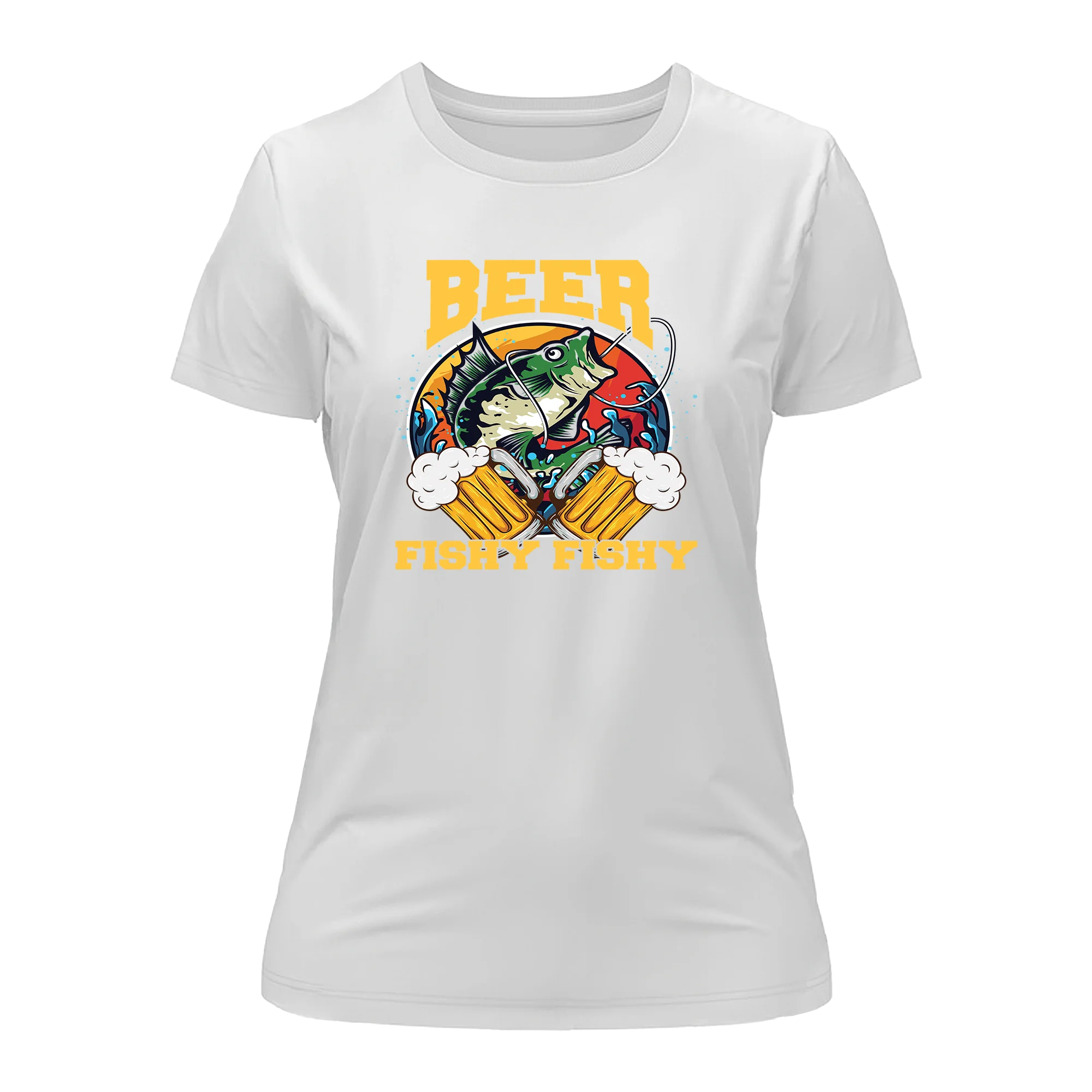 Beer Fishy Fishy 2 T-Shirt for Women featuring a stylish design, made from soft Ringspun Cotton, perfect for casual wear.