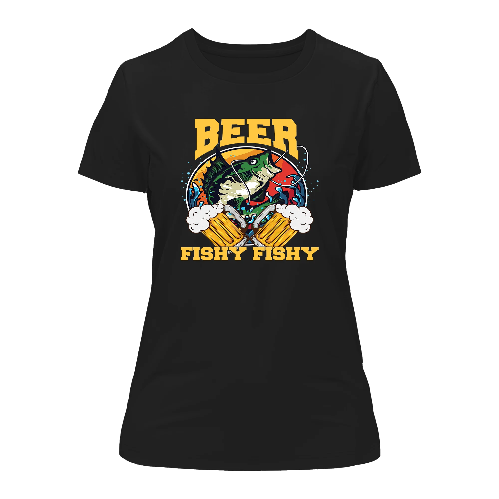 Beer Fishy Fishy 2 T-Shirt for Women featuring a stylish design, made from soft Ringspun Cotton, perfect for casual wear.