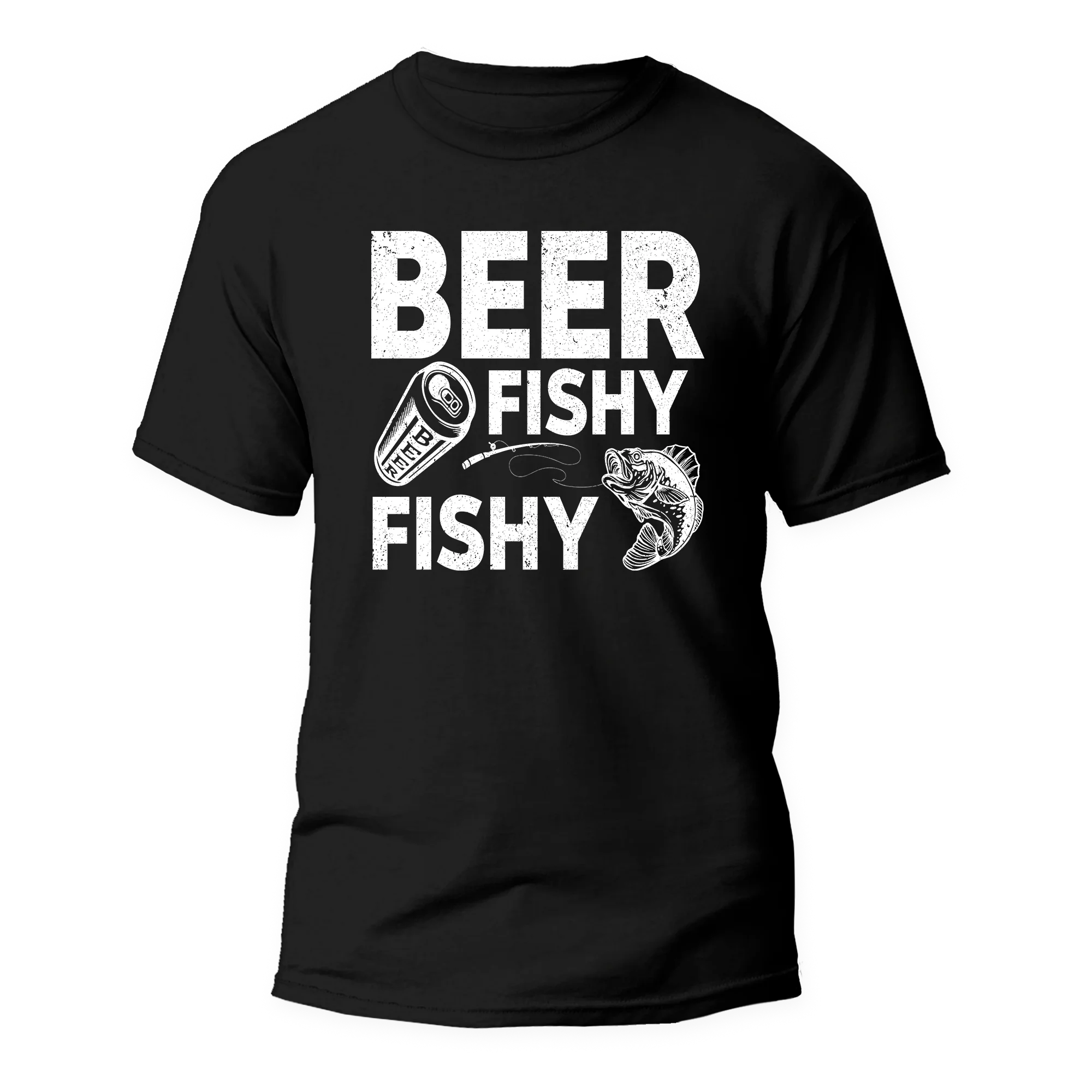 Beer Fishy Fishy Man T-Shirt featuring a fun design, made from 100% Ringspun Cotton, perfect for casual wear.