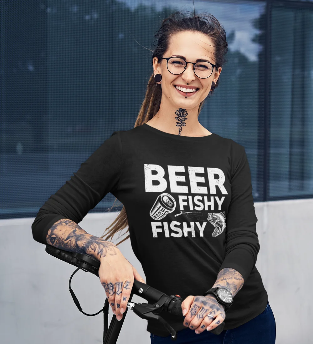 A stylish long sleeve shirt featuring a unique Beer Fishy Fishy design, perfect for casual outings and conversation starters.