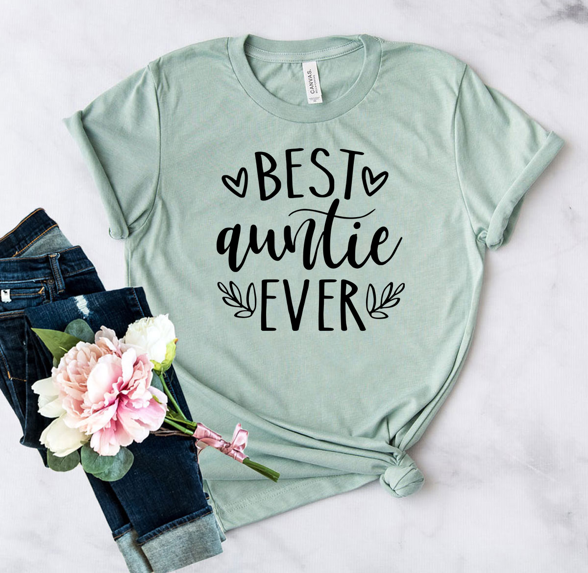 A soft and stylish unisex T-shirt featuring the phrase 'Best Auntie Ever' in vibrant print, available in multiple colors.