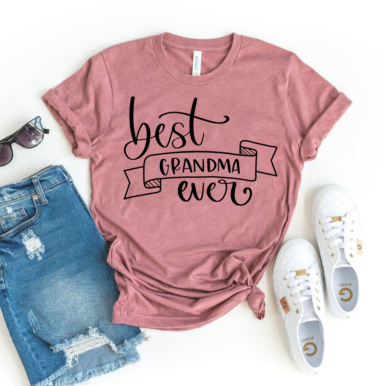 Best Grandma Ever T-shirt made from premium ring spun cotton, featuring a stylish flex print design.