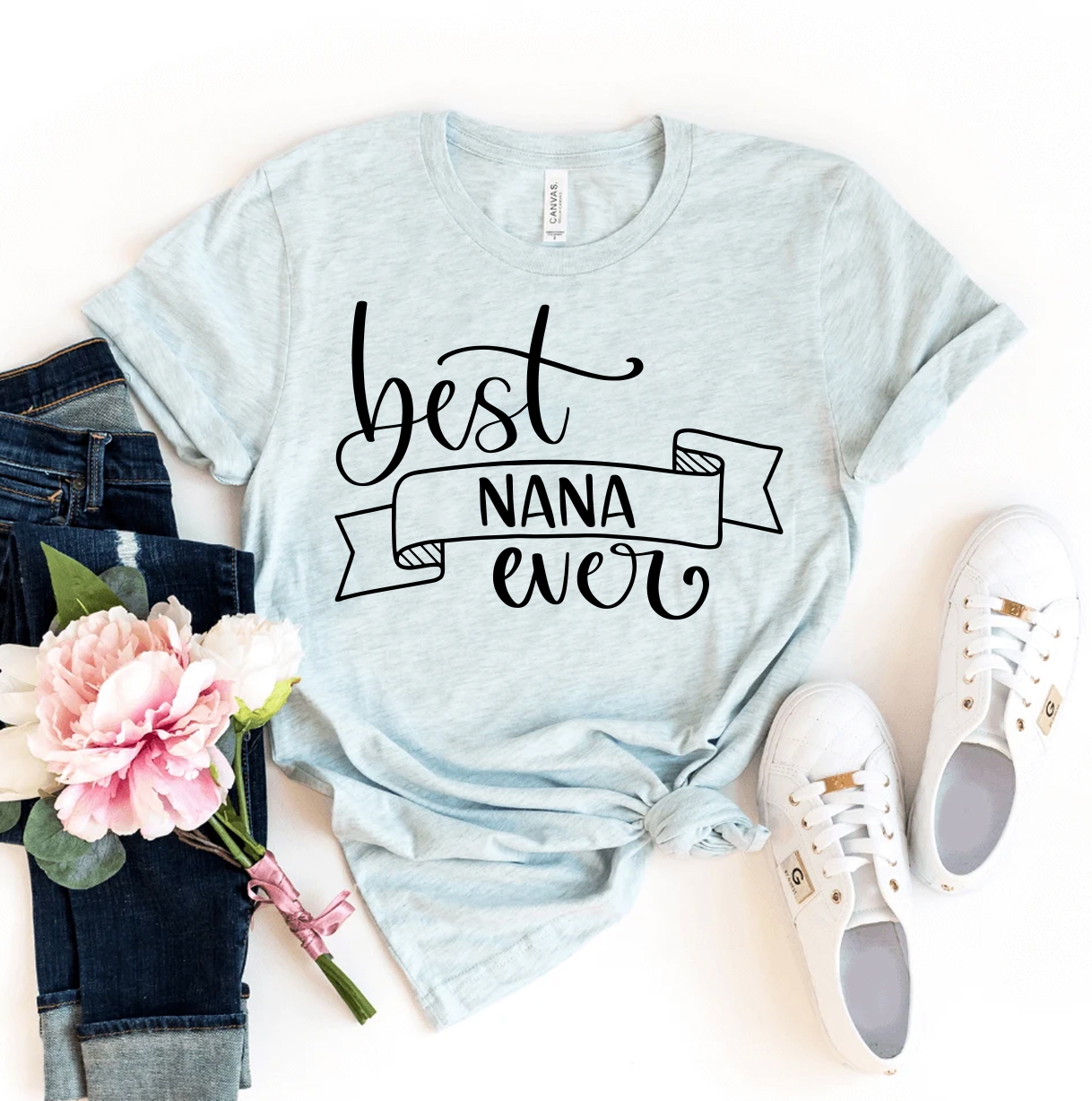 Best Nana Ever T-shirt made of premium ring spun cotton with a soft feel and high-quality flex print design.