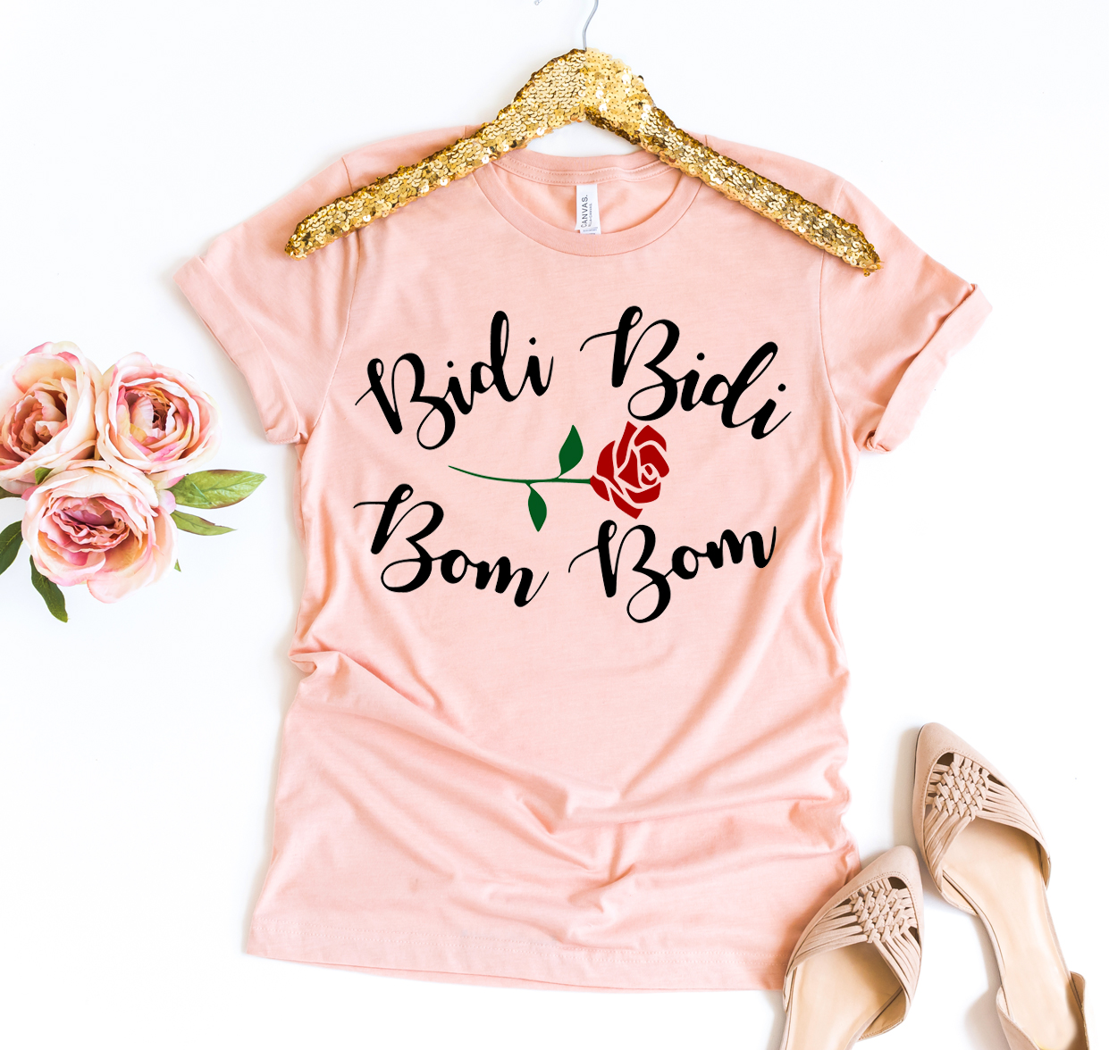 Bidi Bidi Bom Bom Shirt made from premium ring spun cotton with a vibrant flex print design.