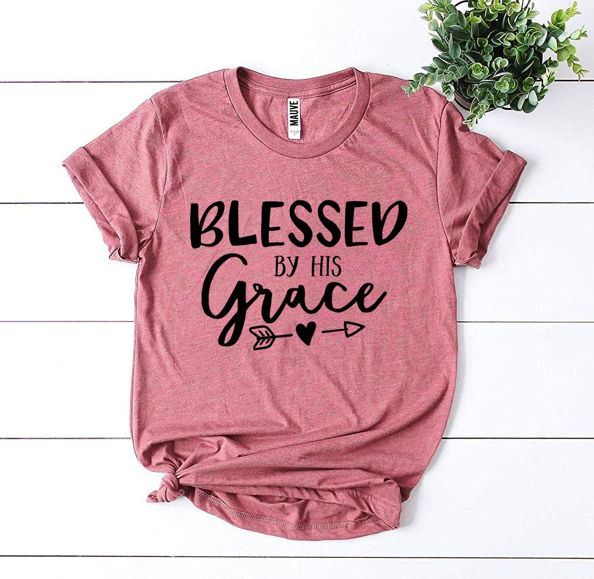 Blessed By His Grace T-shirt made from premium ring spun cotton, featuring a vibrant flex print design.